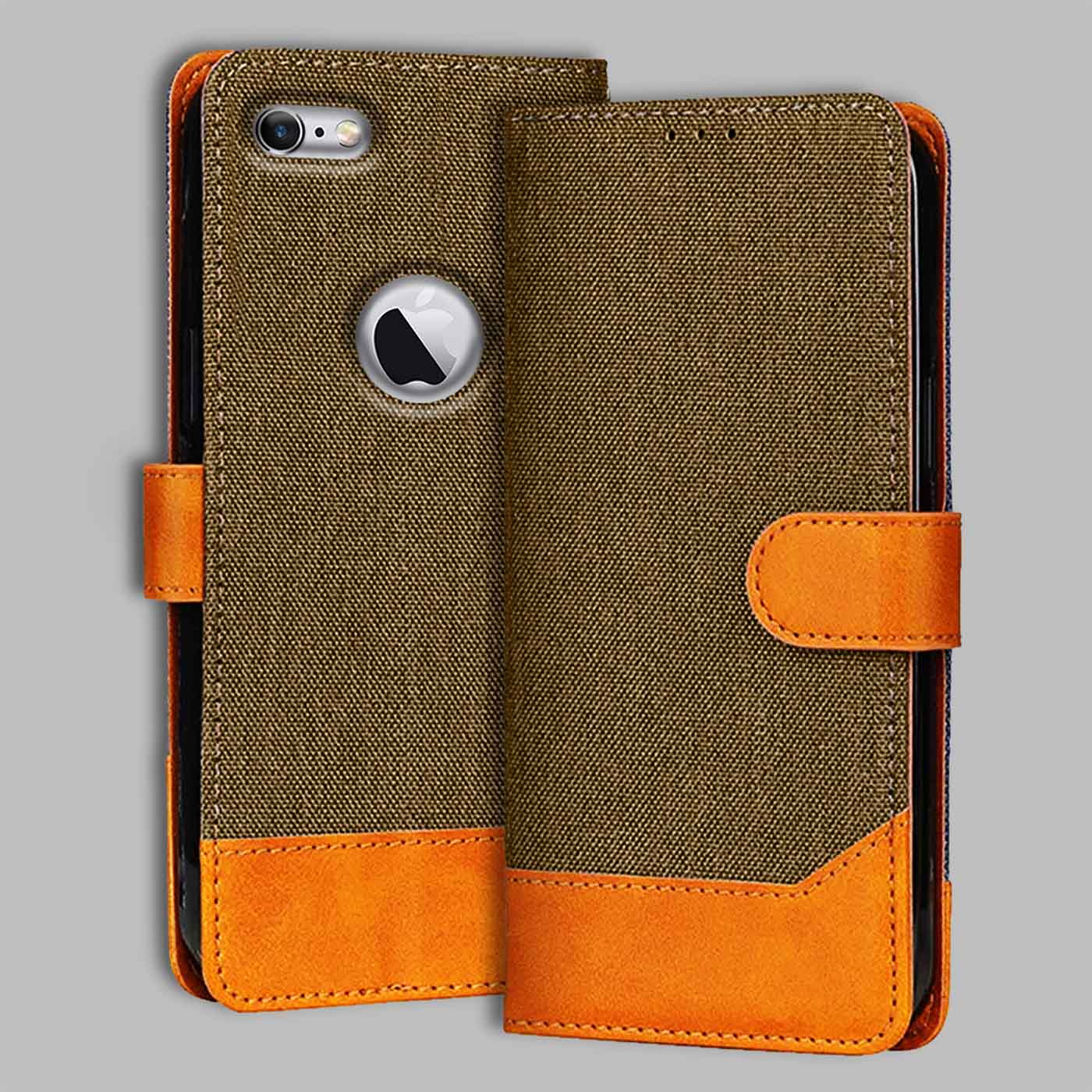 iPhone 6 Denim flip cover in Walnut Brown — front view by Accesorios