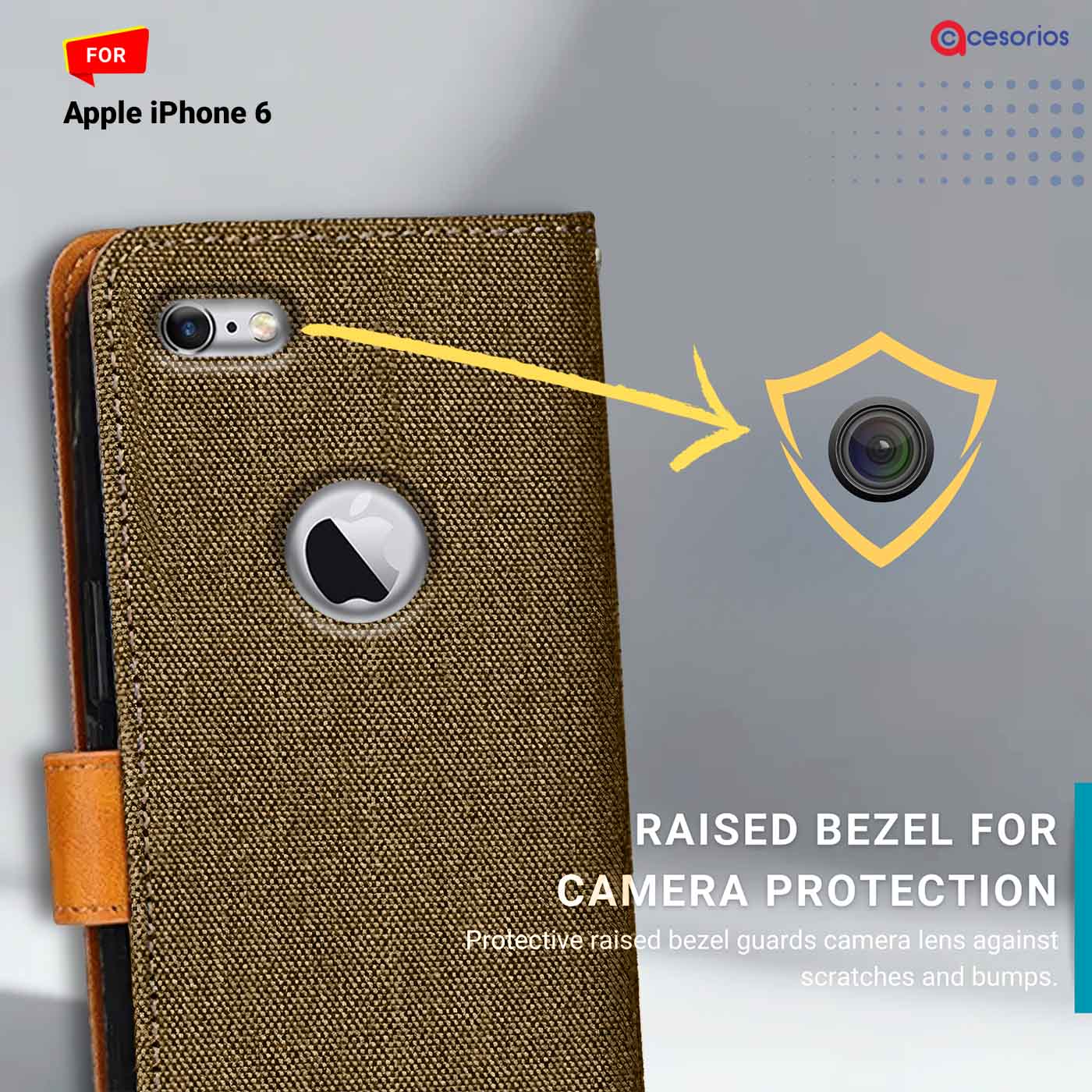Denim vegan leather back panel — iPhone 6 in Walnut Brown mobile case