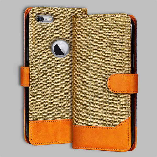 iPhone 6 Flip Cover — Denim, Camel Beige after a year of daily use