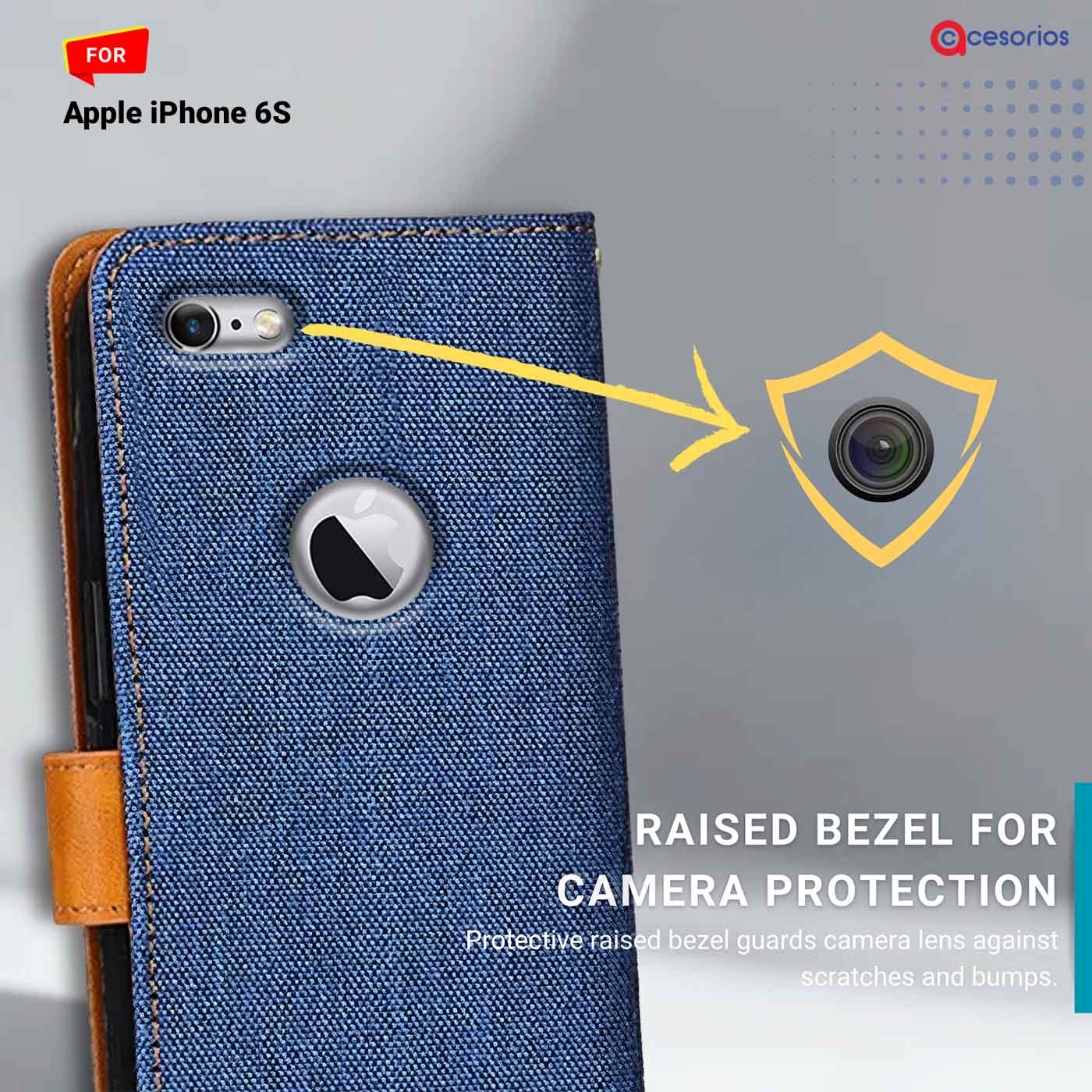 Denim & Leather back panel — iPhone 6S in Blue mobile case