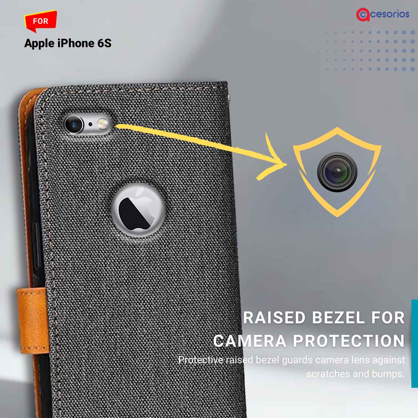 Accesorios Apple iPhone 6S denim flip cover – Grey – Image 2 #color_