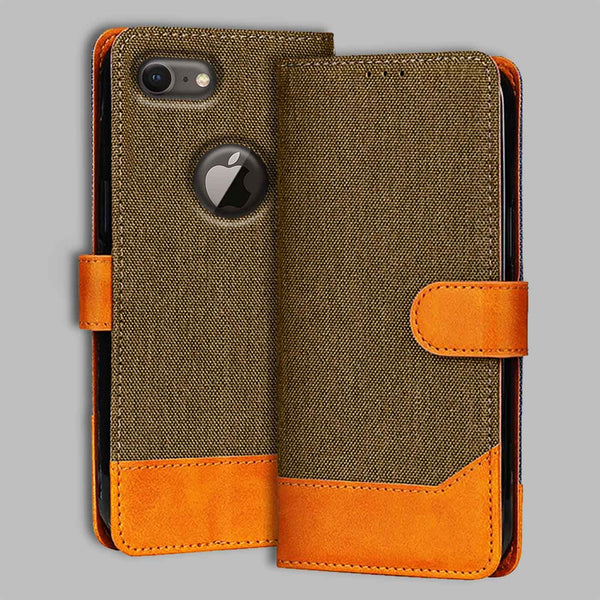 iPhone 8 Flip Cover — Denim, Walnut Brown after a year of daily use