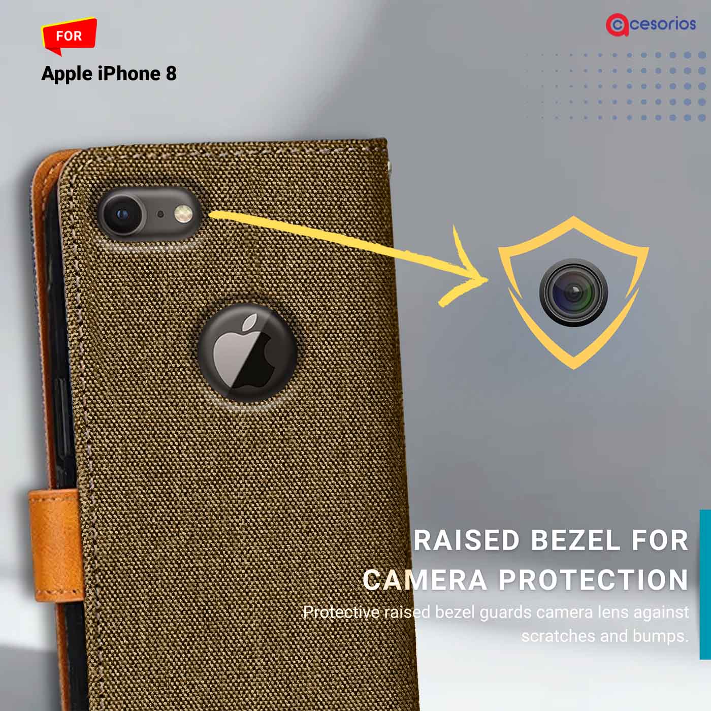 Accesorios Apple iPhone 8 denim flip cover – Dark Brown – Image 2 #color_dark b