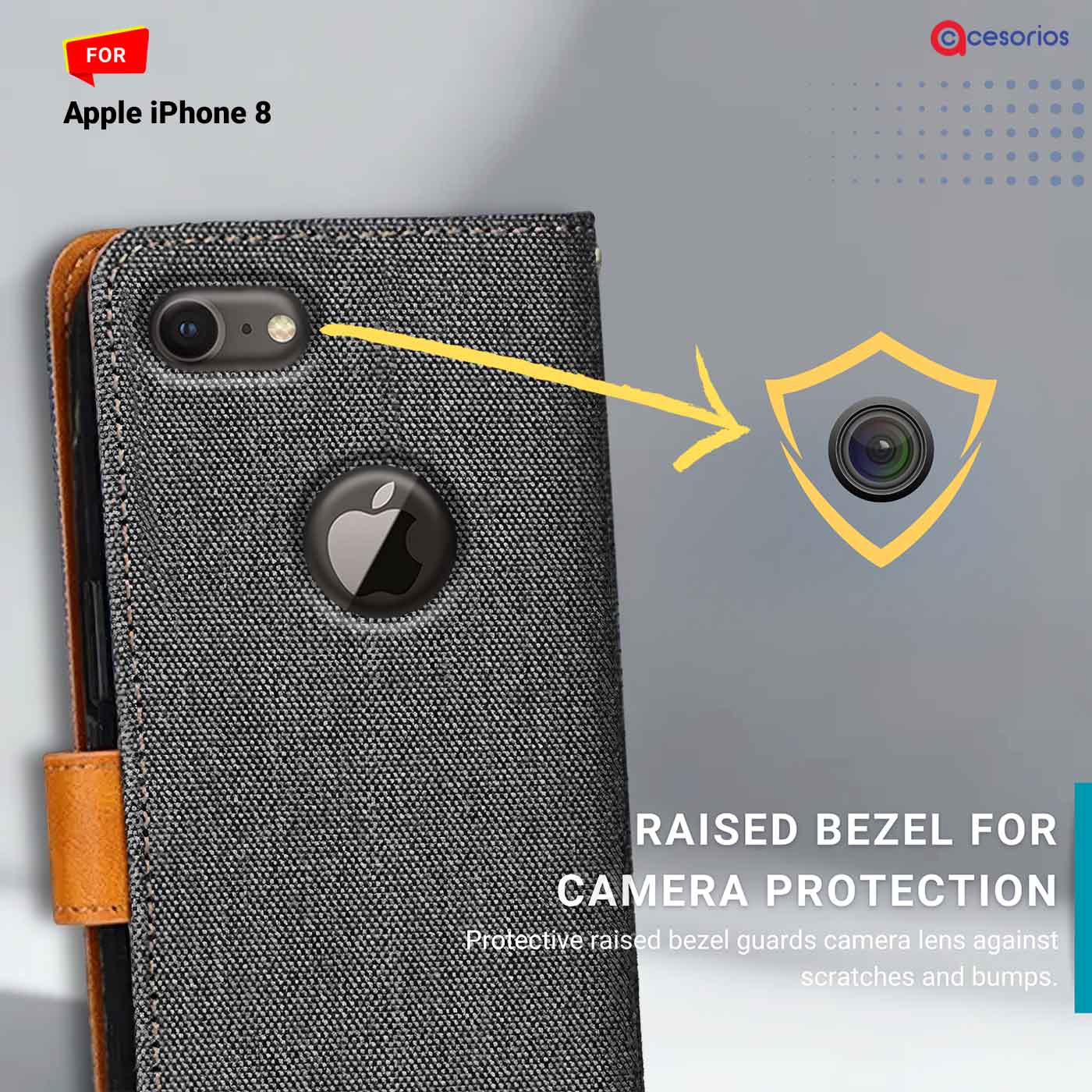 Denim & Leather back panel — iPhone 8 in Grey mobile case