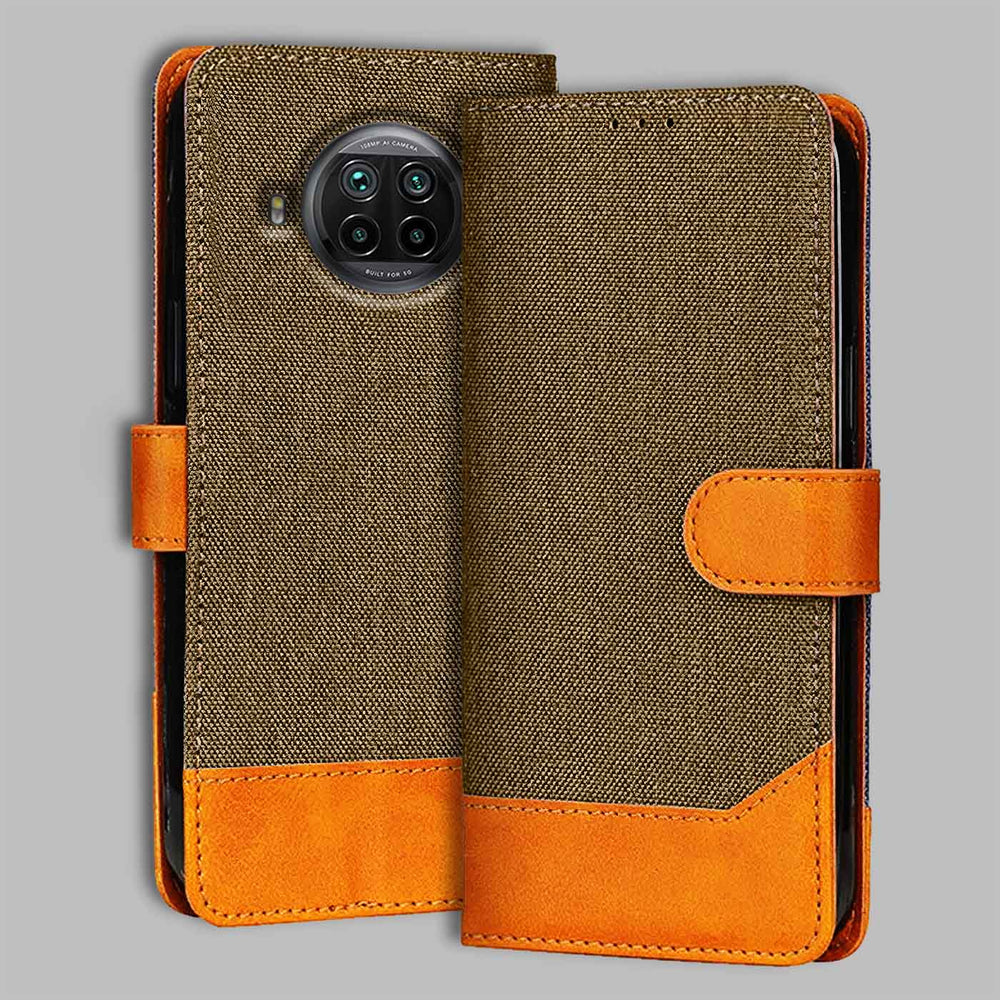 Redmi 10I flip cover in Dark Brown — front view by Accesorios