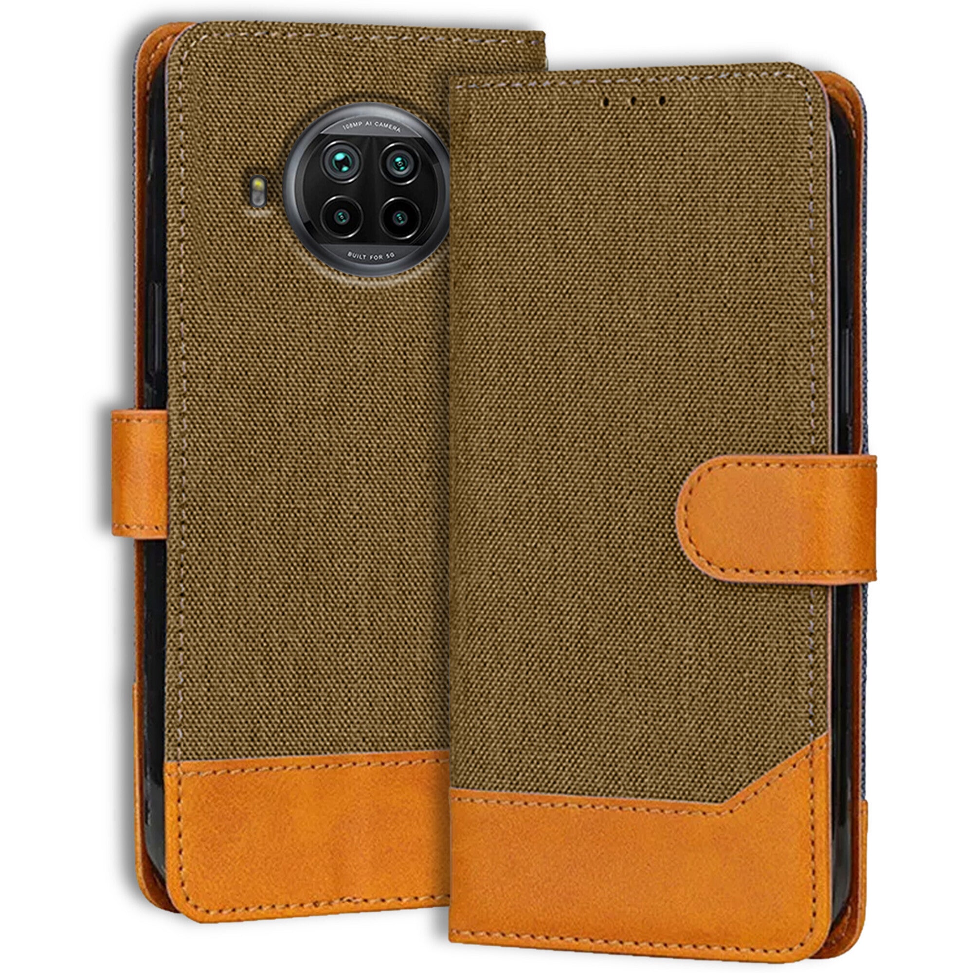 Accesorios Mi10I denim flip cover – Dark Brown – Image 1 #color_dark brown
