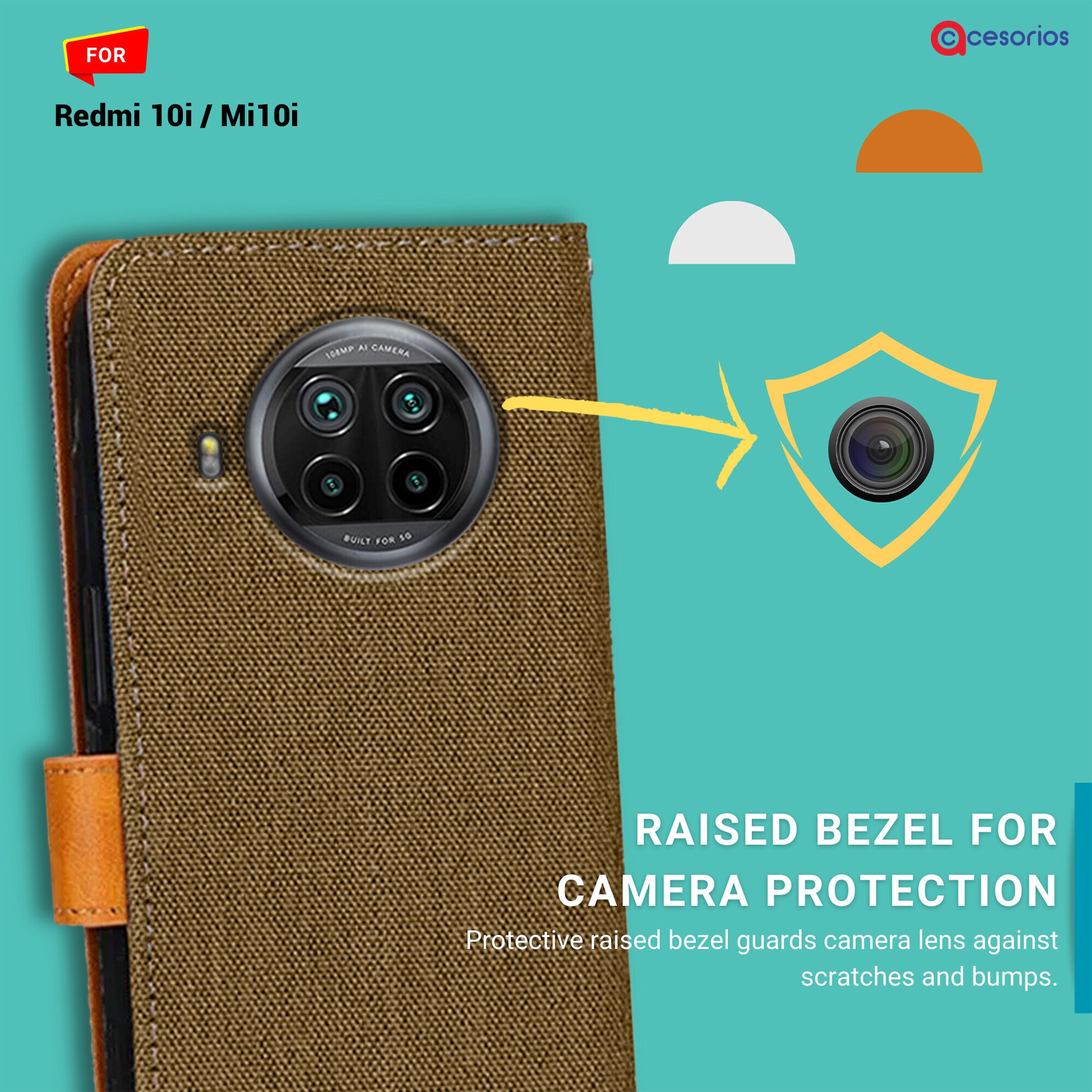Accesorios Mi10I denim flip cover – Dark Brown – Image 2 #color_dark brown