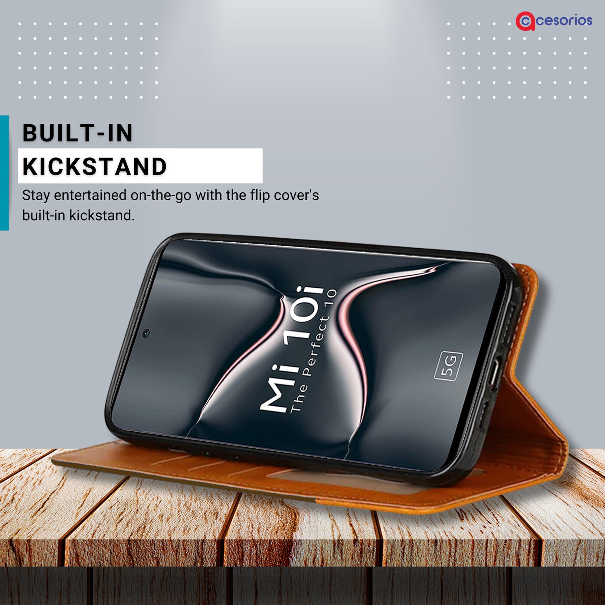 Accesorios Mi10I denim flip cover – Dark Brown – Image 4 #color_dark brown