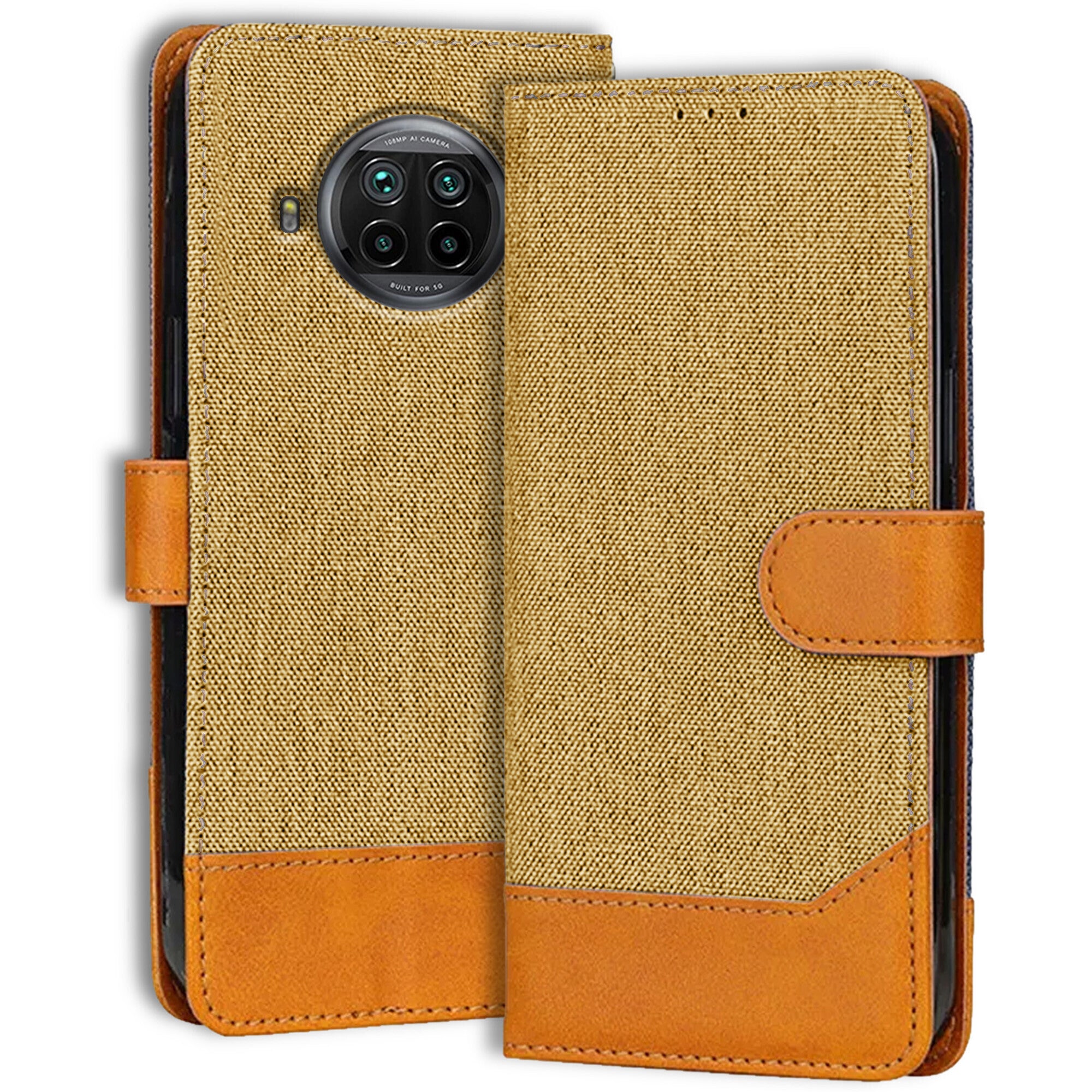 Accesorios Mi10I denim flip cover – Light Brown – Image 1 #color_light brown