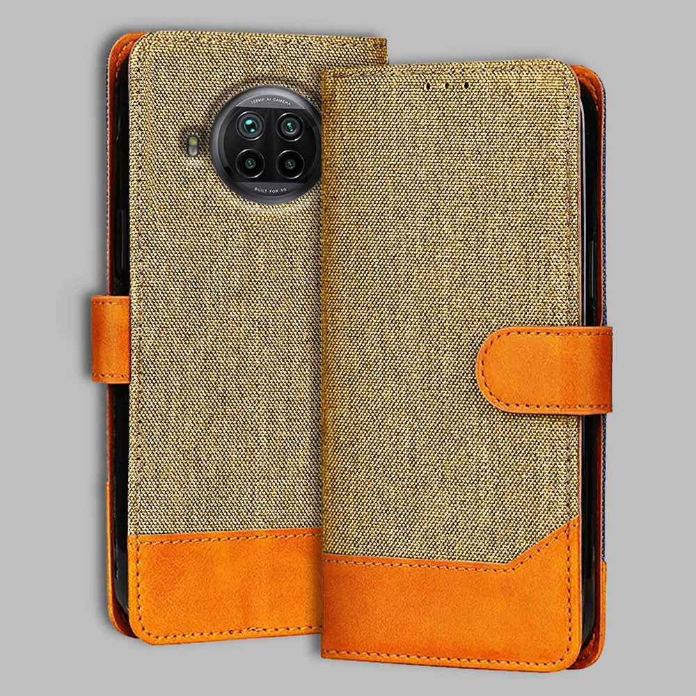 Redmi 10I flip cover in Light Brown — front view by Accesorios