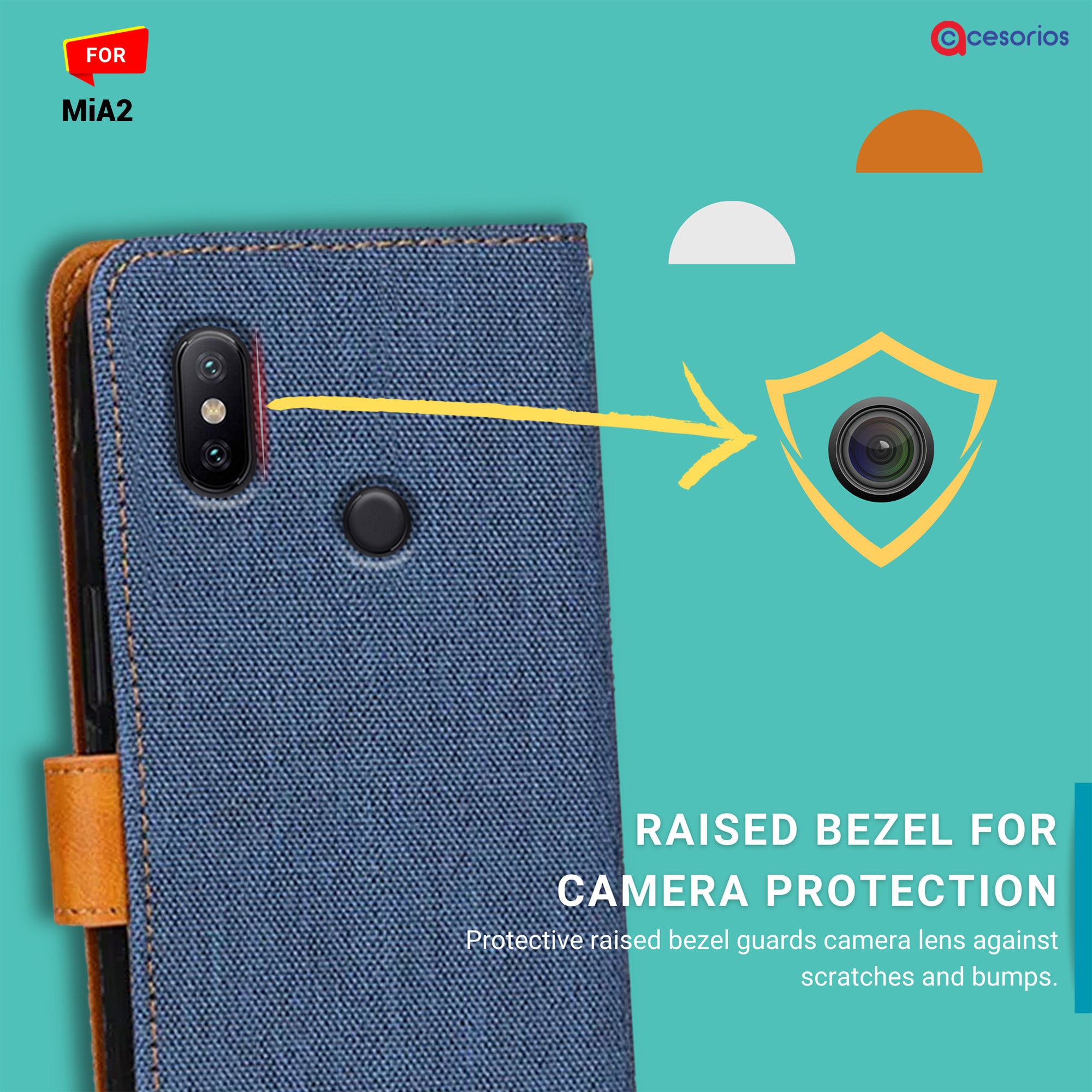 Denim & Leather back panel — Redmi MIA2 in Blue mobile case