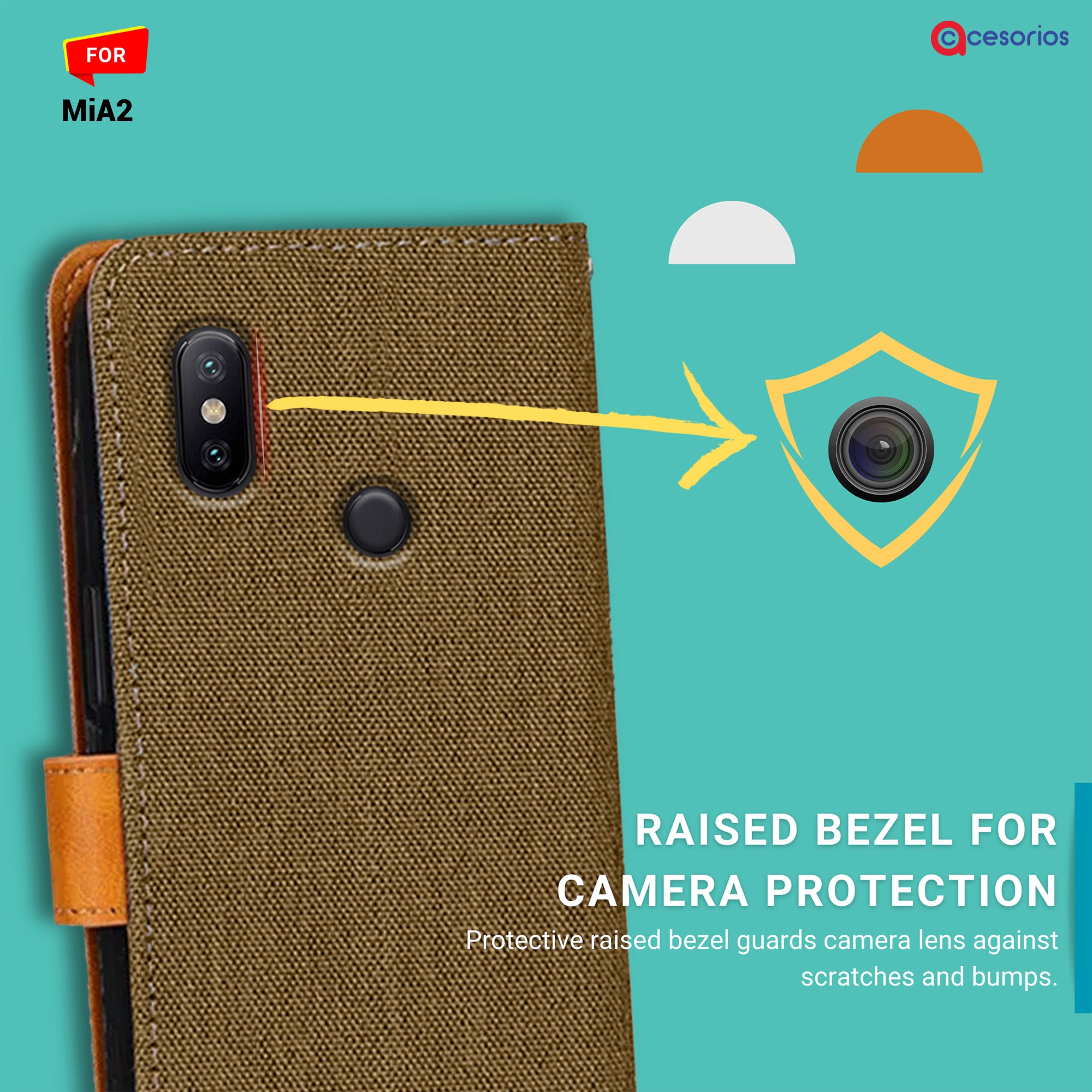 Denim & Leather back panel — Redmi MIA2 in Dark Brown mobile case