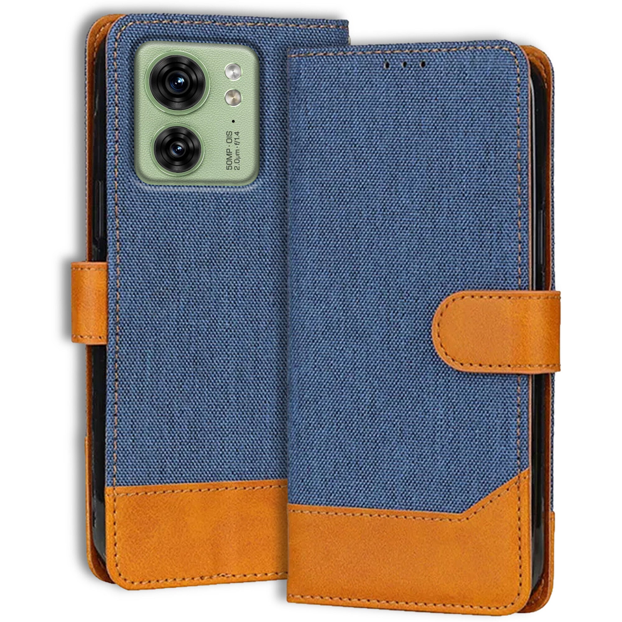 Accesorios Moto Edge 40 denim flip cover – Blue – Image 1 #color_blue