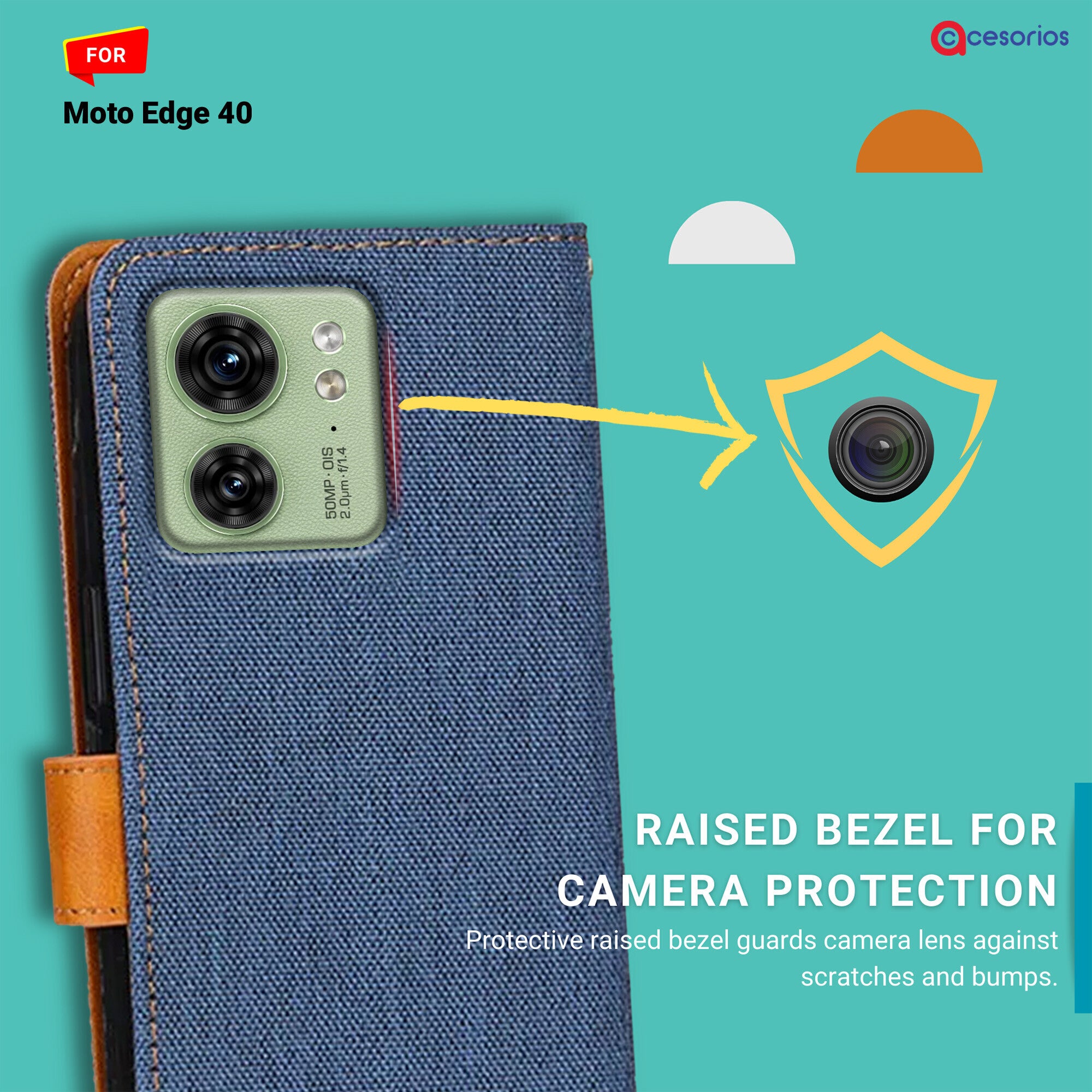 Accesorios Moto Edge 40 denim flip cover – Blue – Image 2 #color_blue