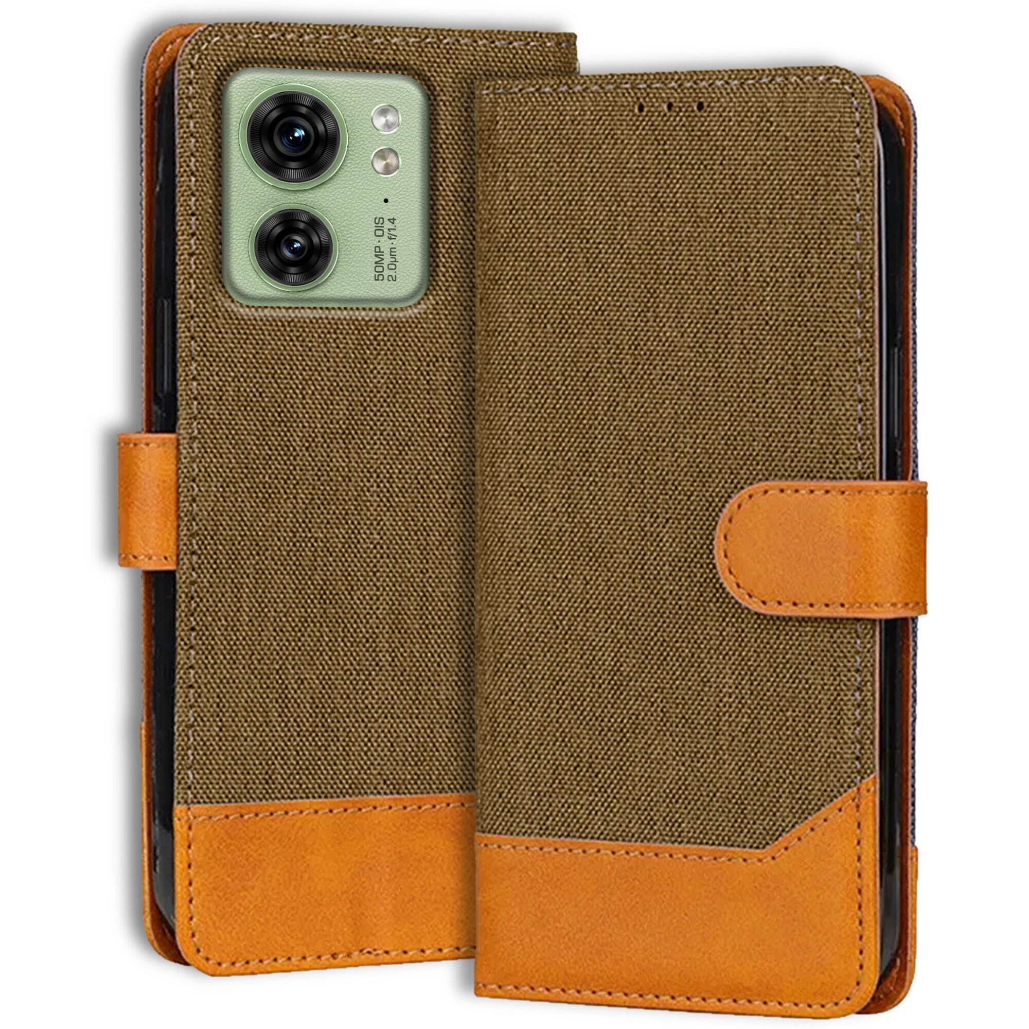 Accesorios Moto Edge 40 denim flip cover – Dark Brown – Image 1 #color_dark brown