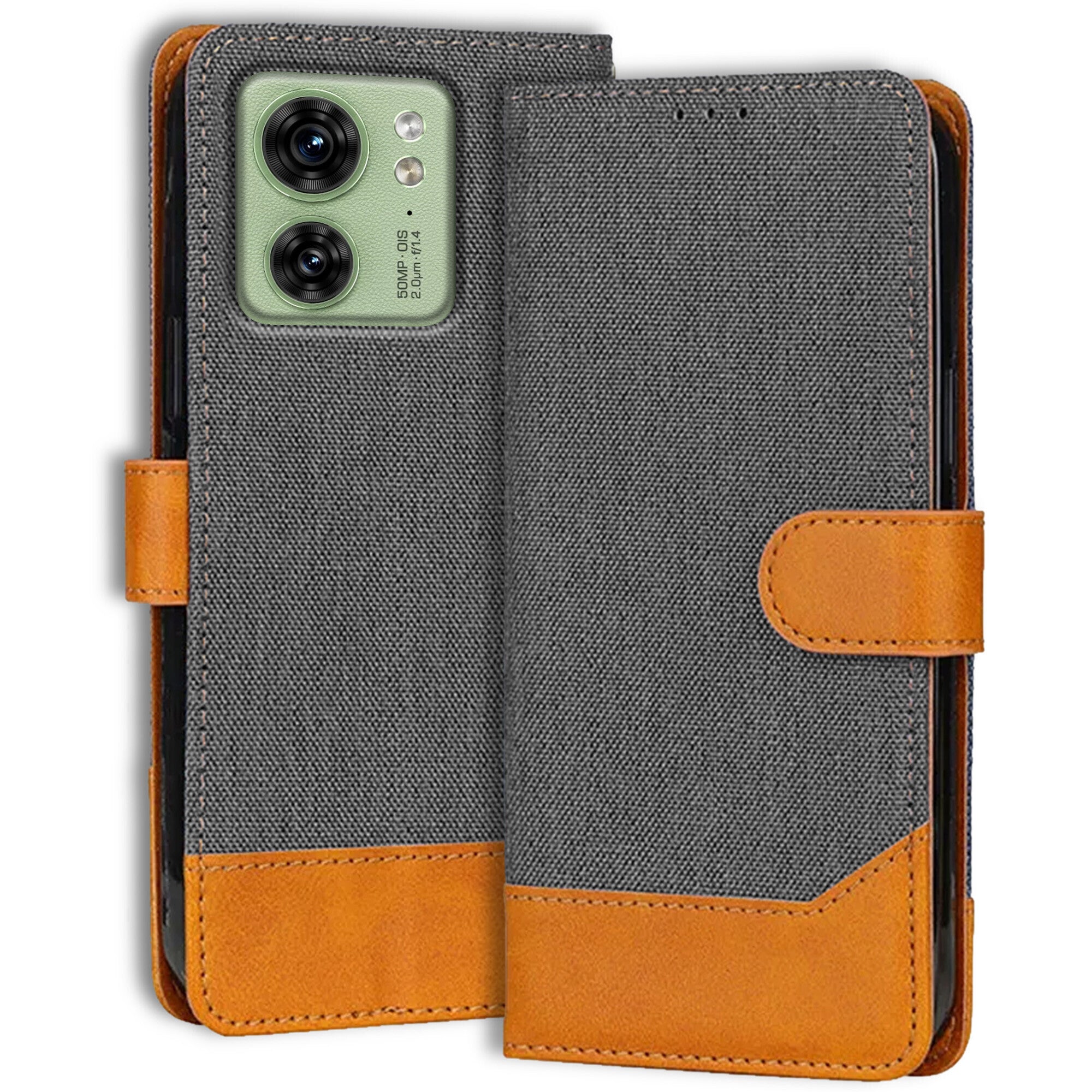 Accesorios Moto Edge 40 denim flip cover – Grey – Image 1 #color_grey