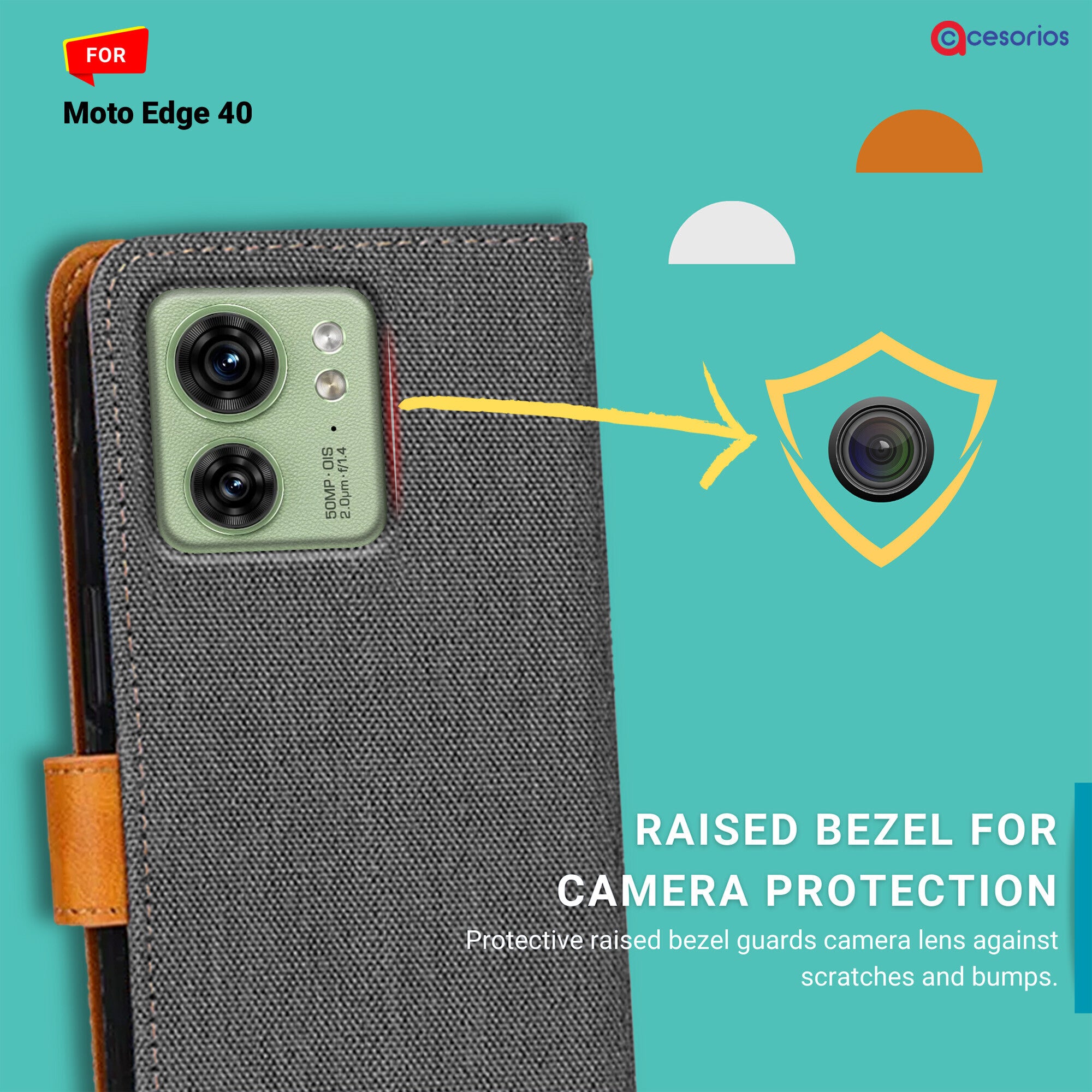 Accesorios Moto Edge 40 denim flip cover – Grey – Image 2 #color_grey