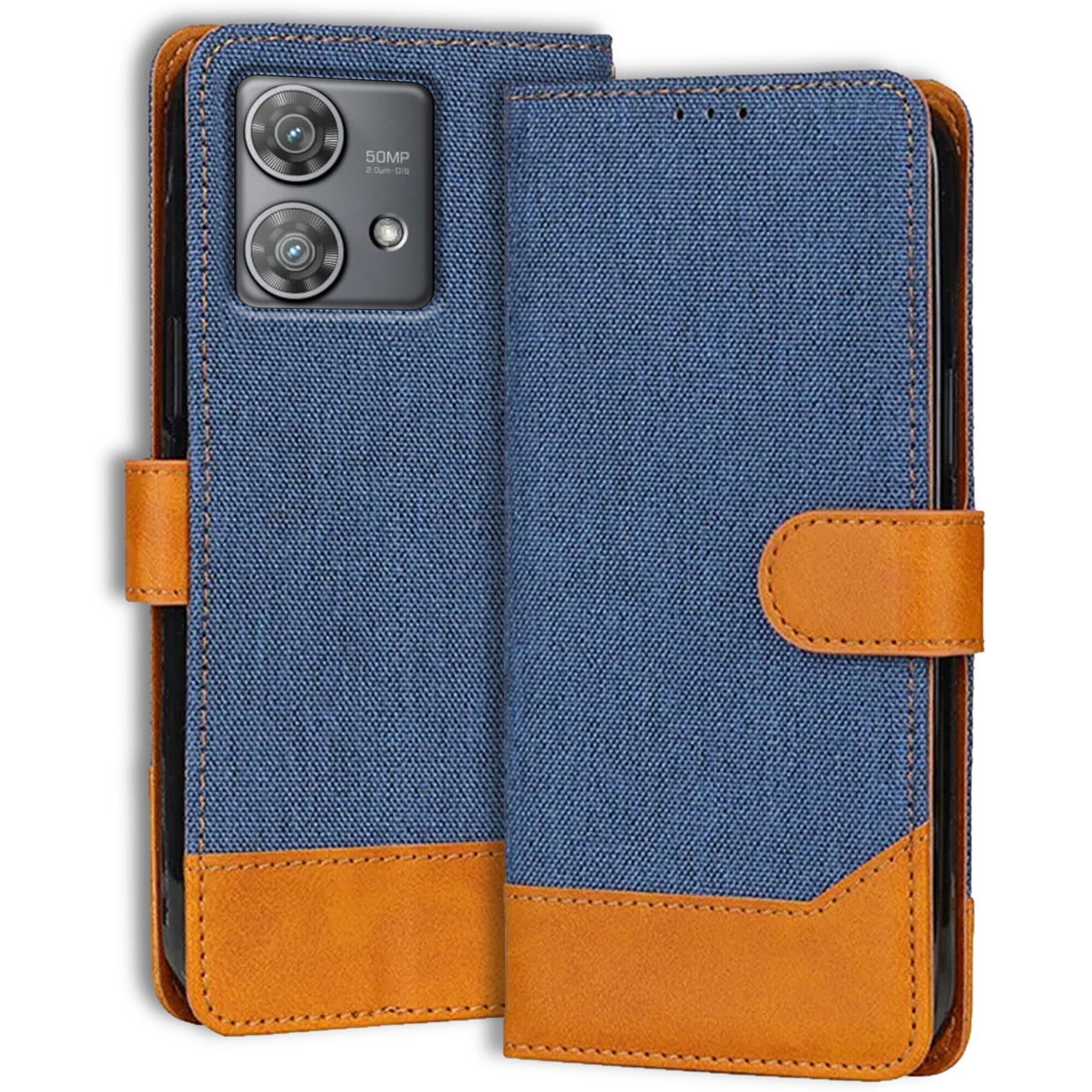 Accesorios Moto Edge 40 Neo denim flip cover – Blue – Image 1 #color_blue