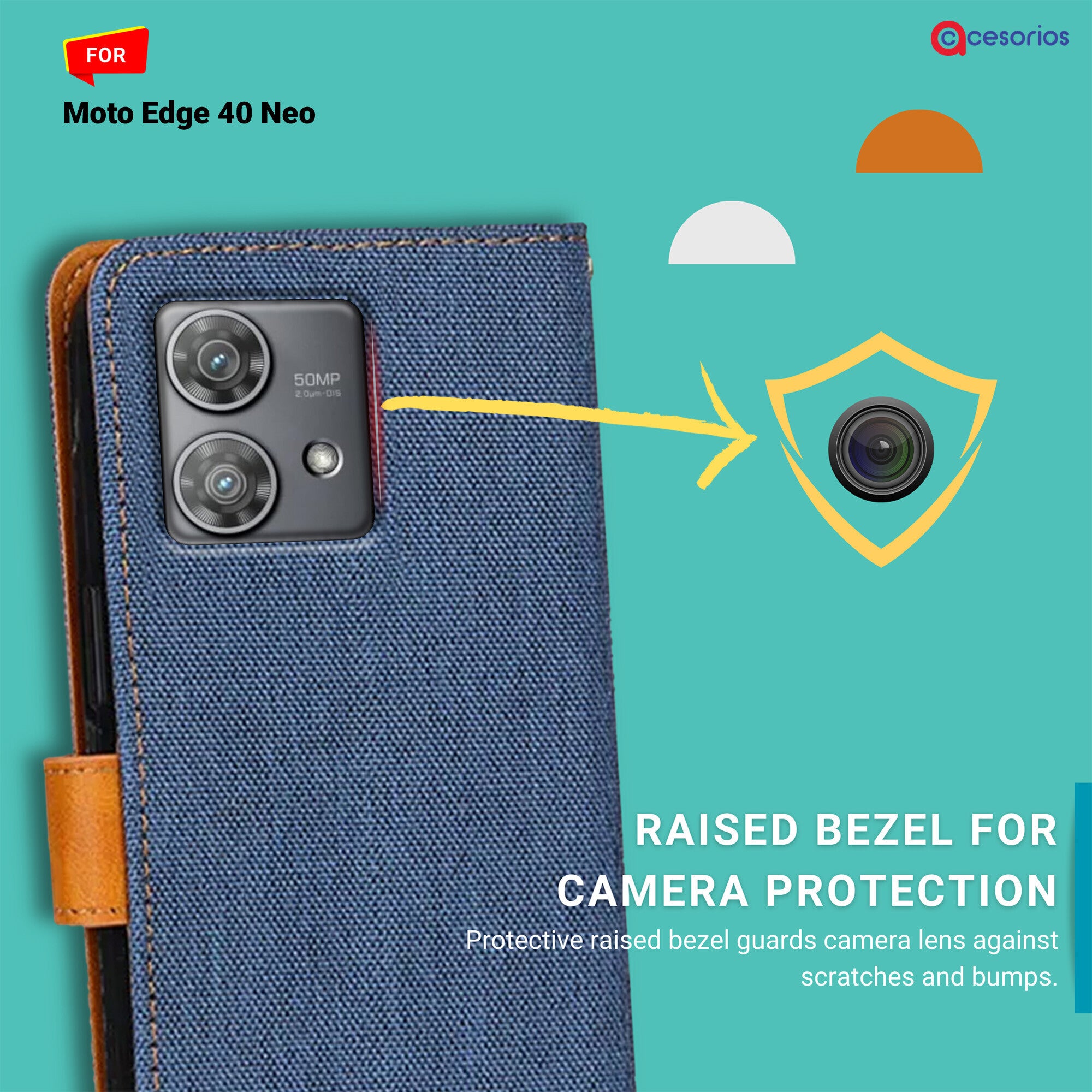 Accesorios Moto Edge 40 Neo denim flip cover – Blue – Image 2 #color_blue