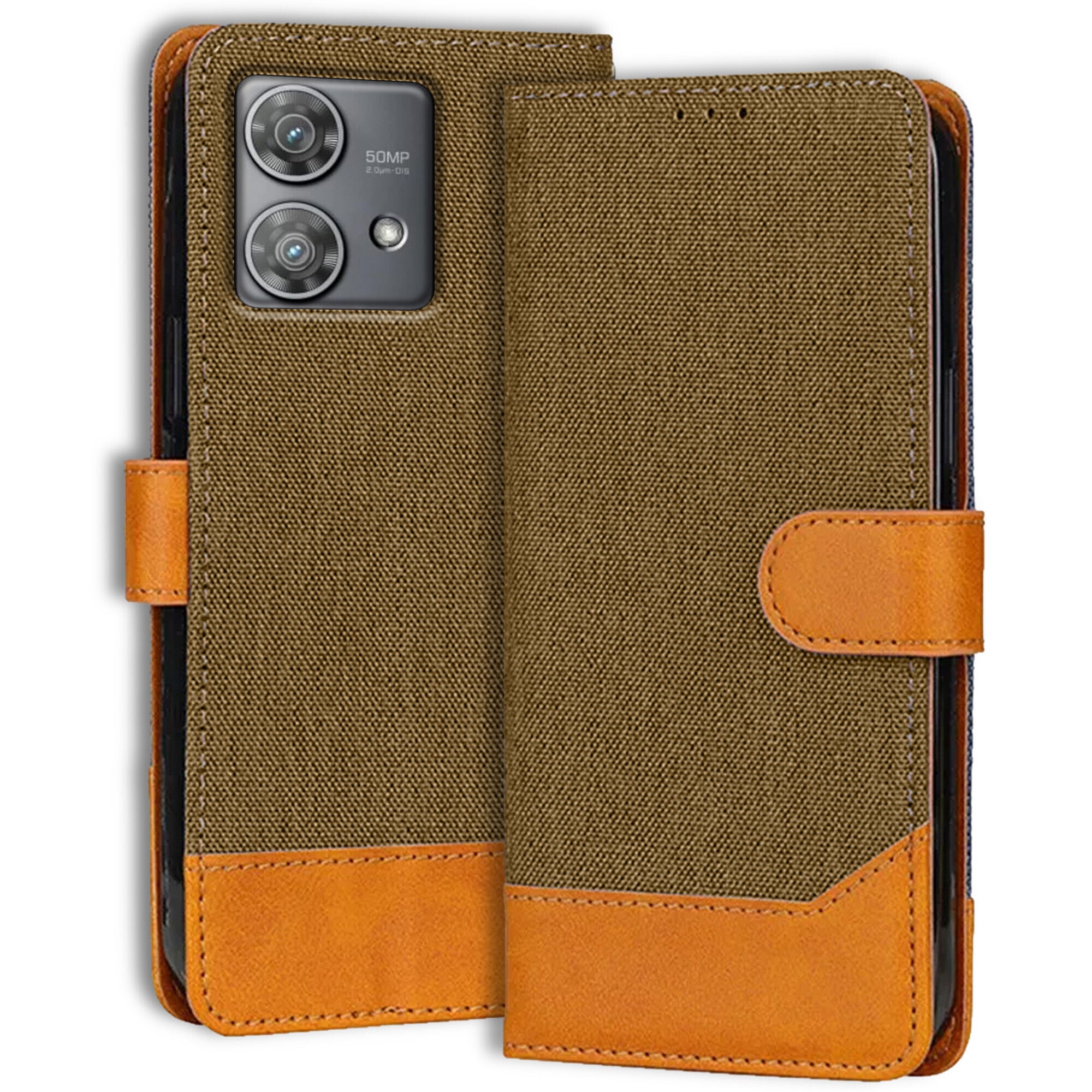 Accesorios Moto Edge 40 Neo denim flip cover – Dark Brown – Image 1 #color_dark brown
