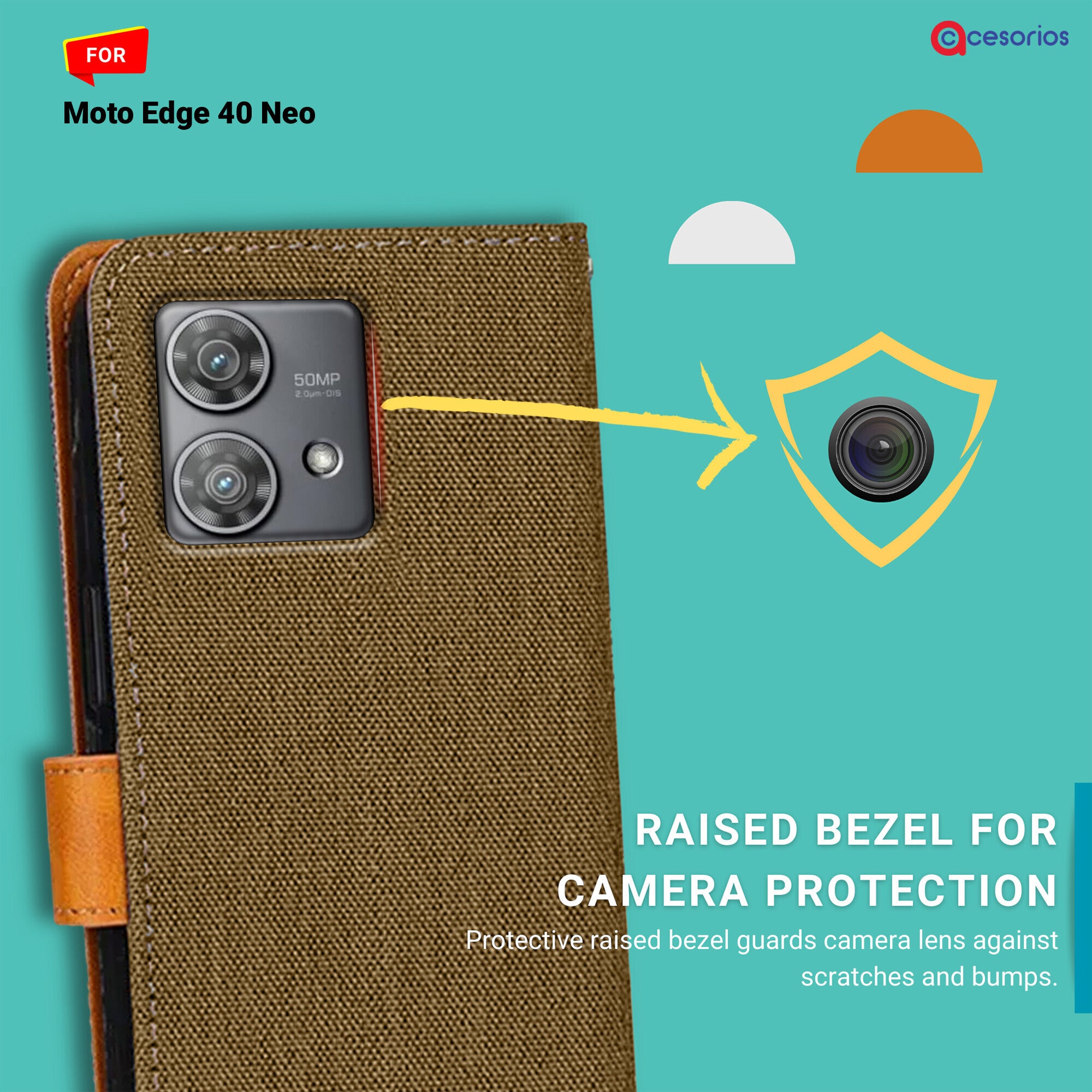 Accesorios Moto Edge 40 Neo denim flip cover – Dark Brown – Image 2 #color_dark brown