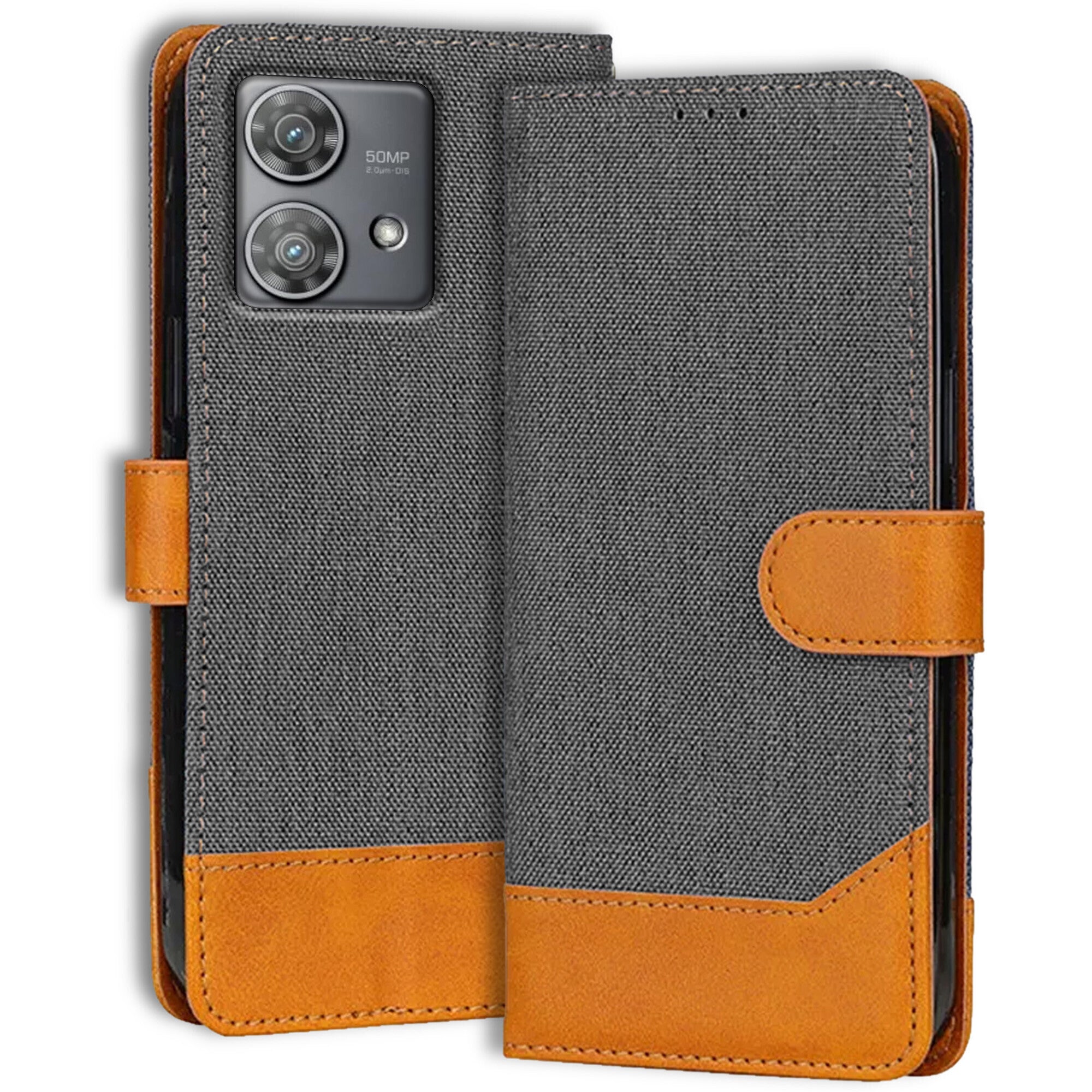 Accesorios Moto Edge 40 Neo denim flip cover – Grey – Image 1 #color_grey