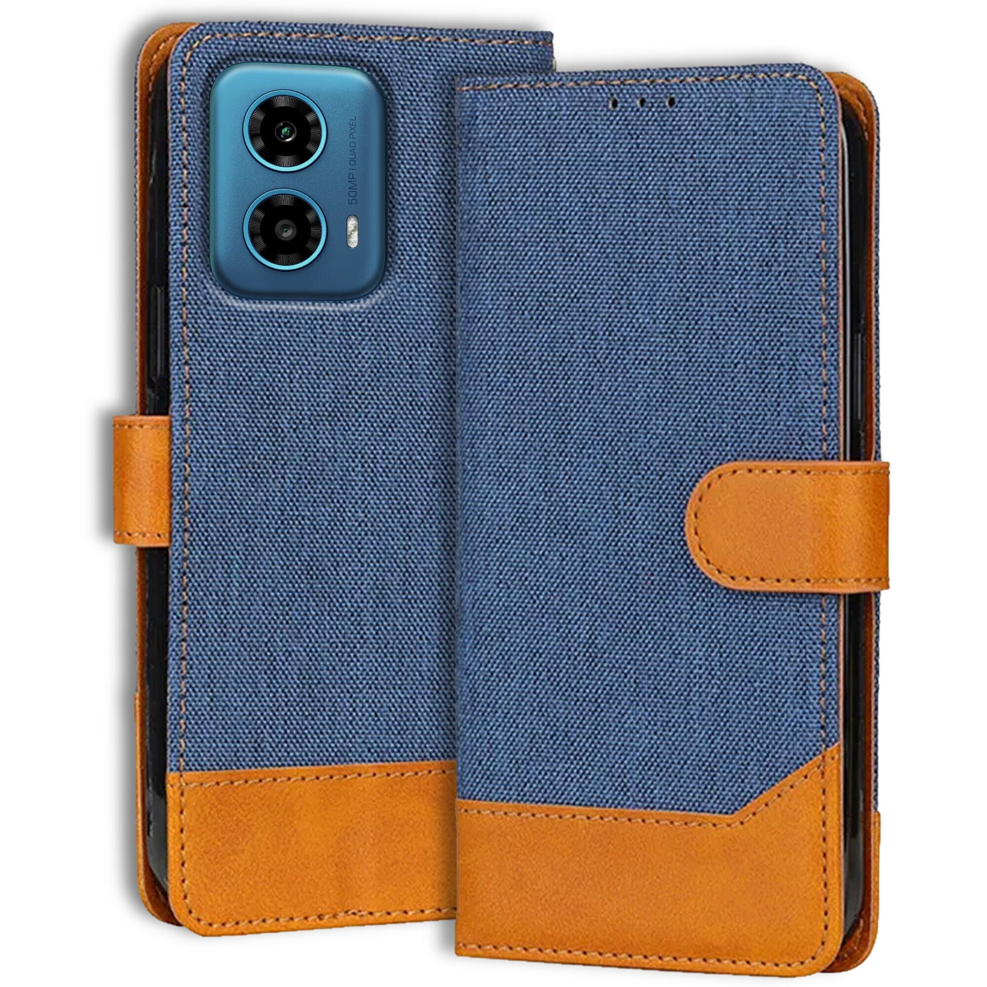 Accesorios Moto G34 5G denim flip cover – Blue – Image 1 #color_blue