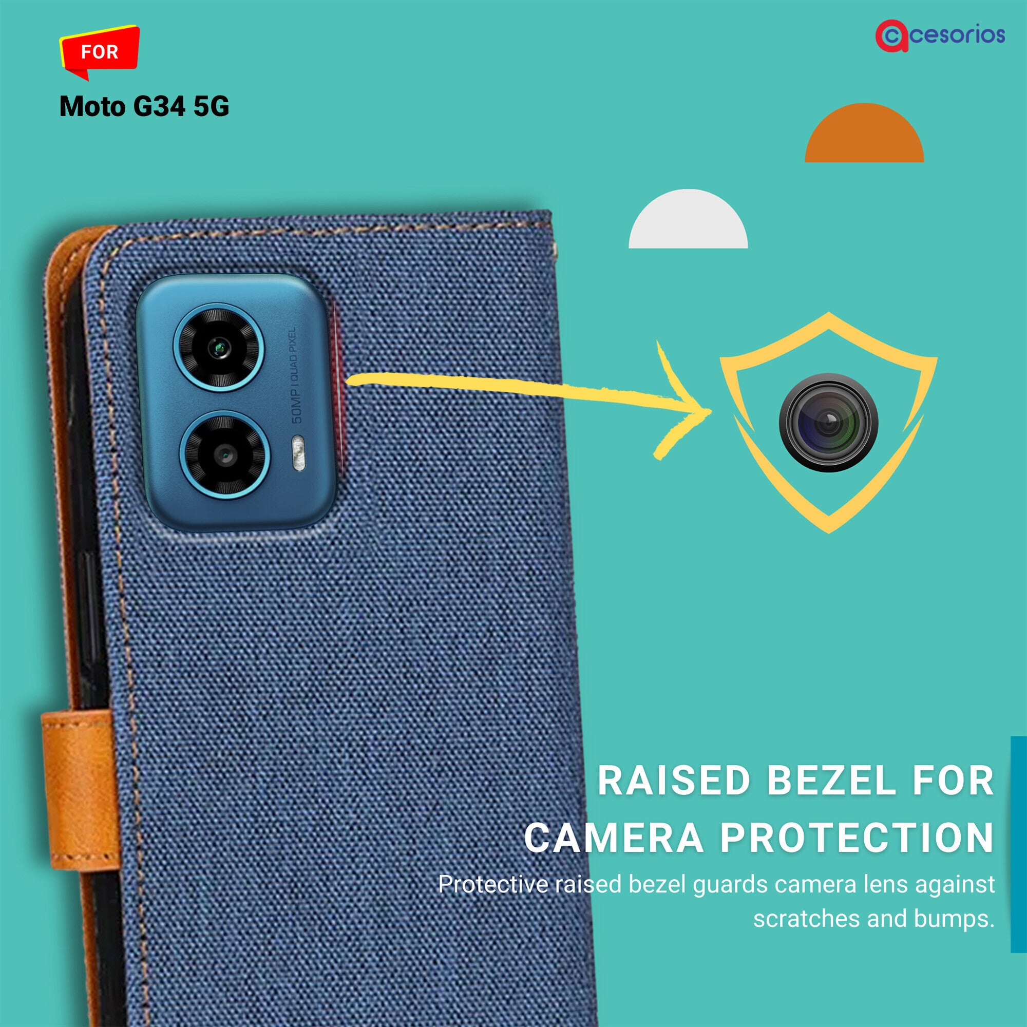 Accesorios Moto G34 5G denim flip cover – Blue – Image 2 #color_blue