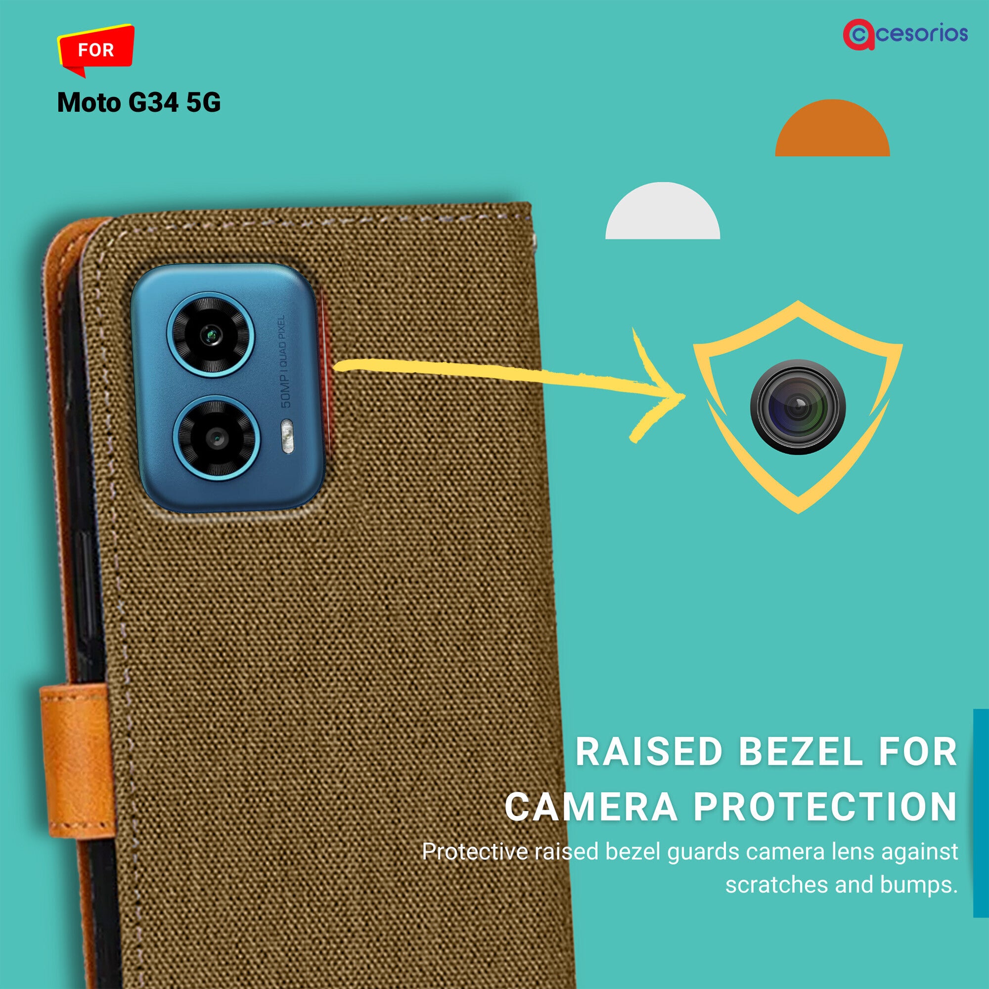 Accesorios Moto G34 5G denim flip cover – Dark Brown – Image 2 #color_dark brown