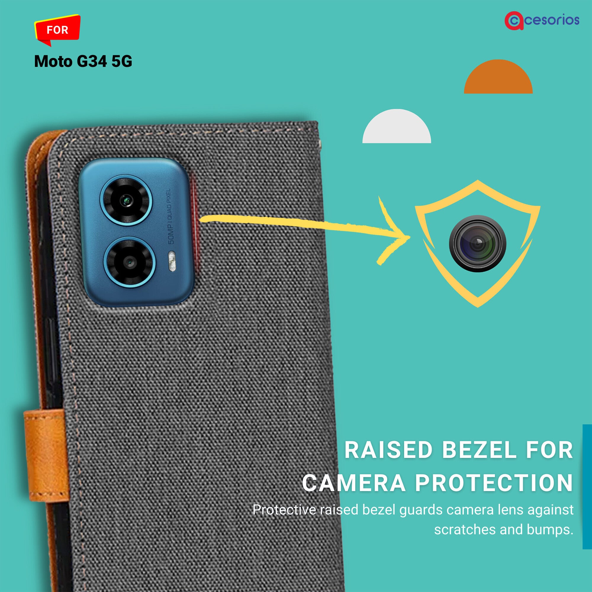 Accesorios Moto G34 5G denim flip cover – Grey – Image 2 #color_grey