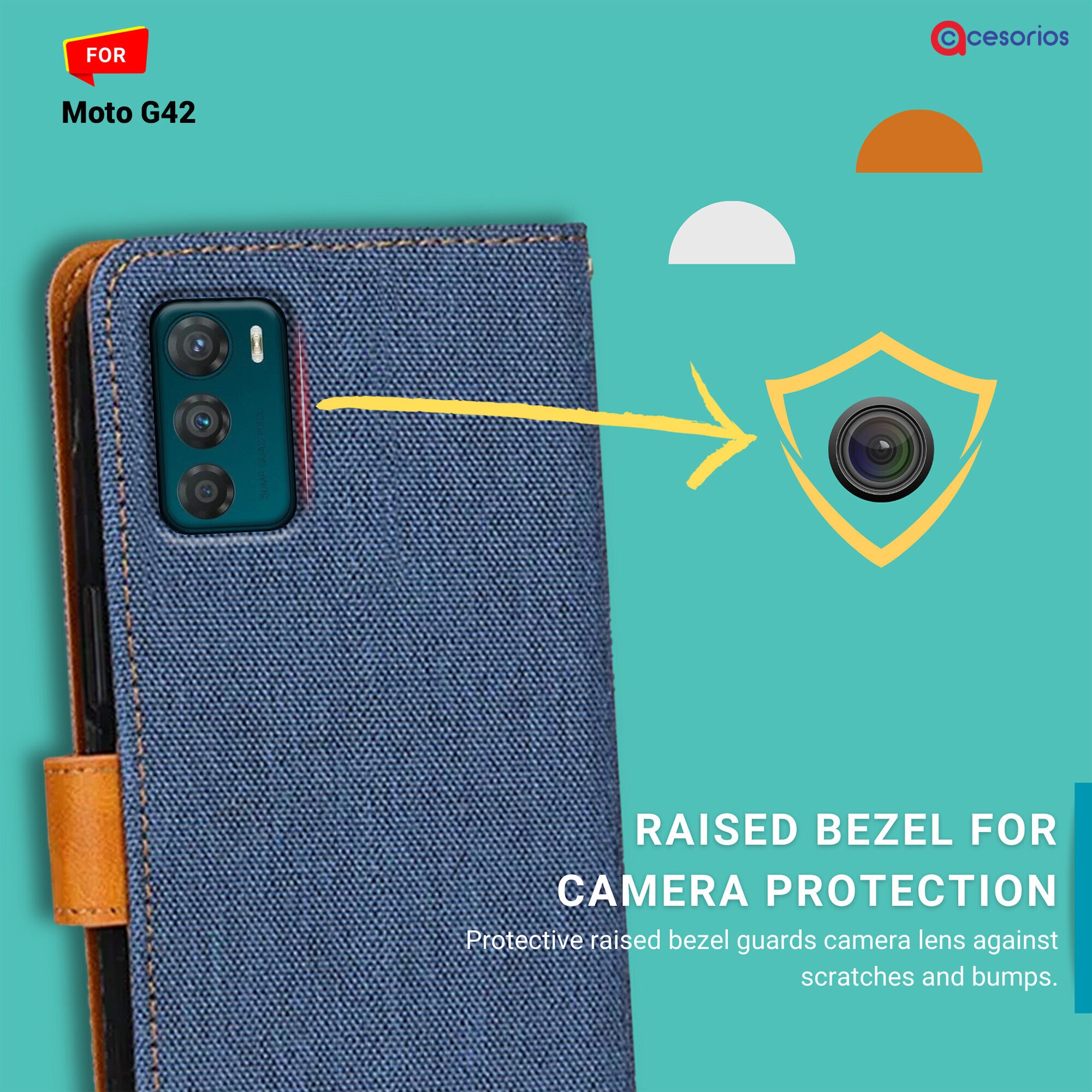 Accesorios Moto G42 denim flip cover – Blue – Image 2 #color_blue