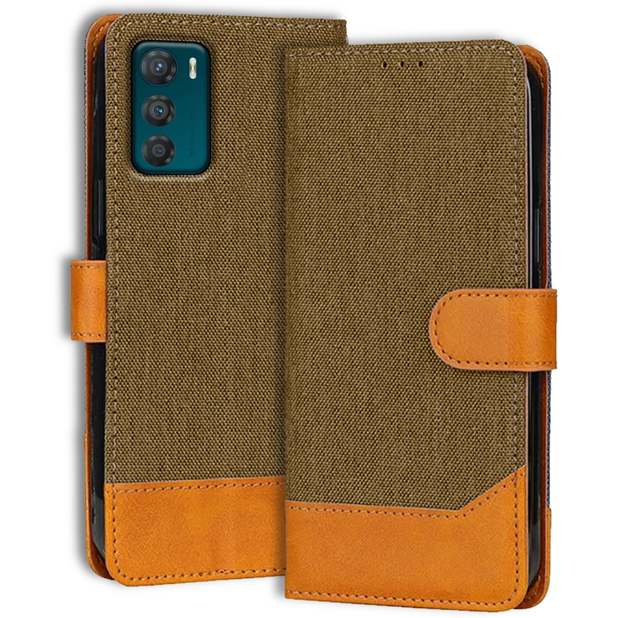 Accesorios Moto G42 denim flip cover – Dark Brown – Image 1 #color_dark brown