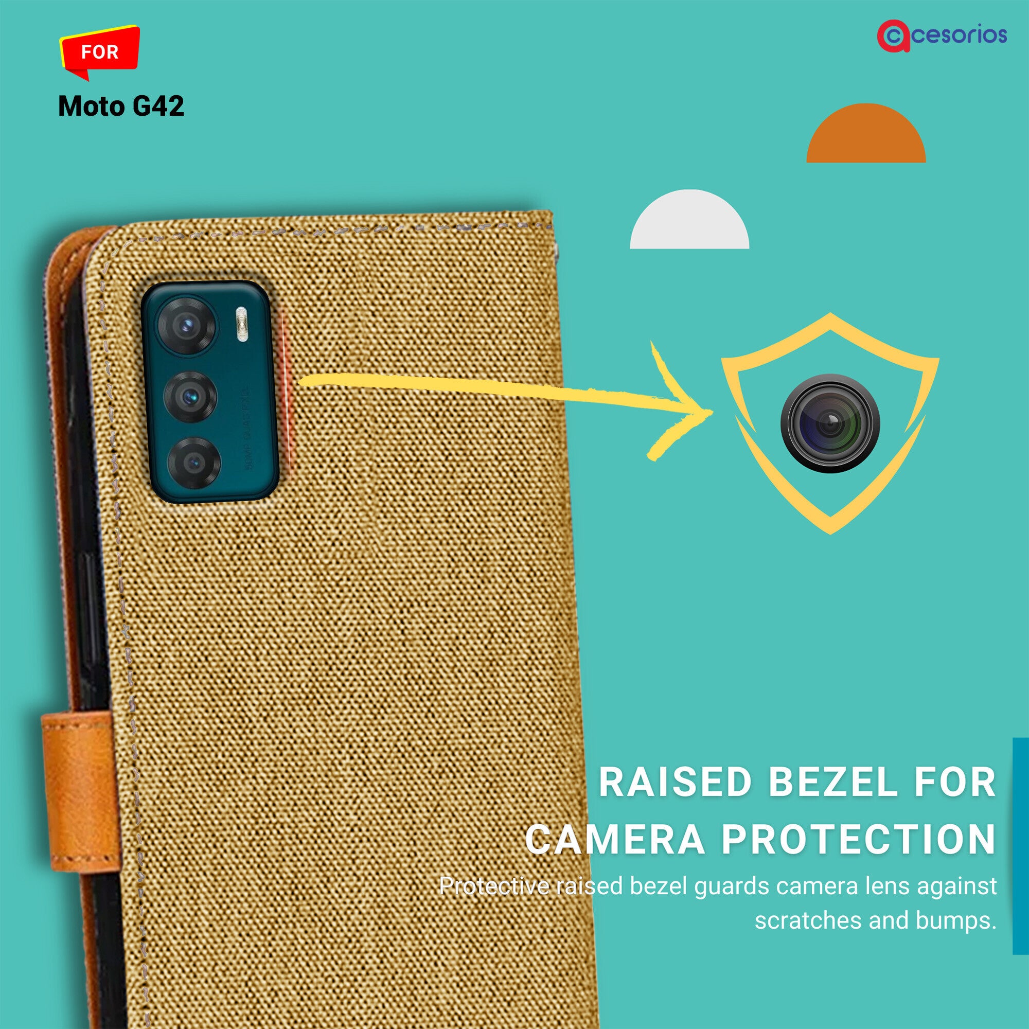 Accesorios Moto G42 denim flip cover – Light Brown – Image 2 #color_light brown