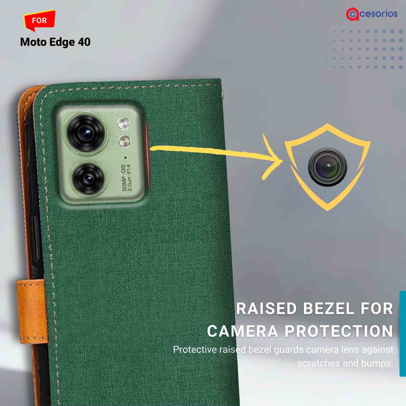 Canvas & Suede back panel — Moto Edge 40 in Green mobile case