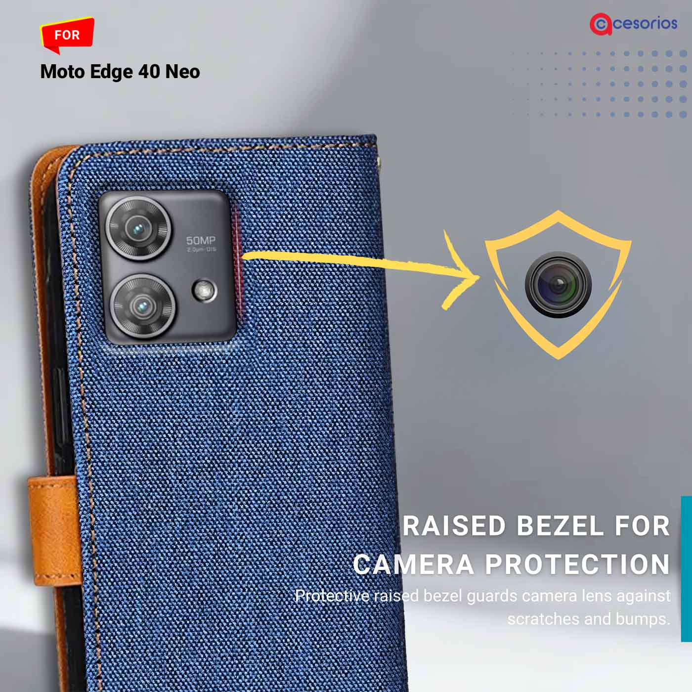 Accesorios Moto Edge 40 Neo denim flip cover – Blue – Image 2 #color_