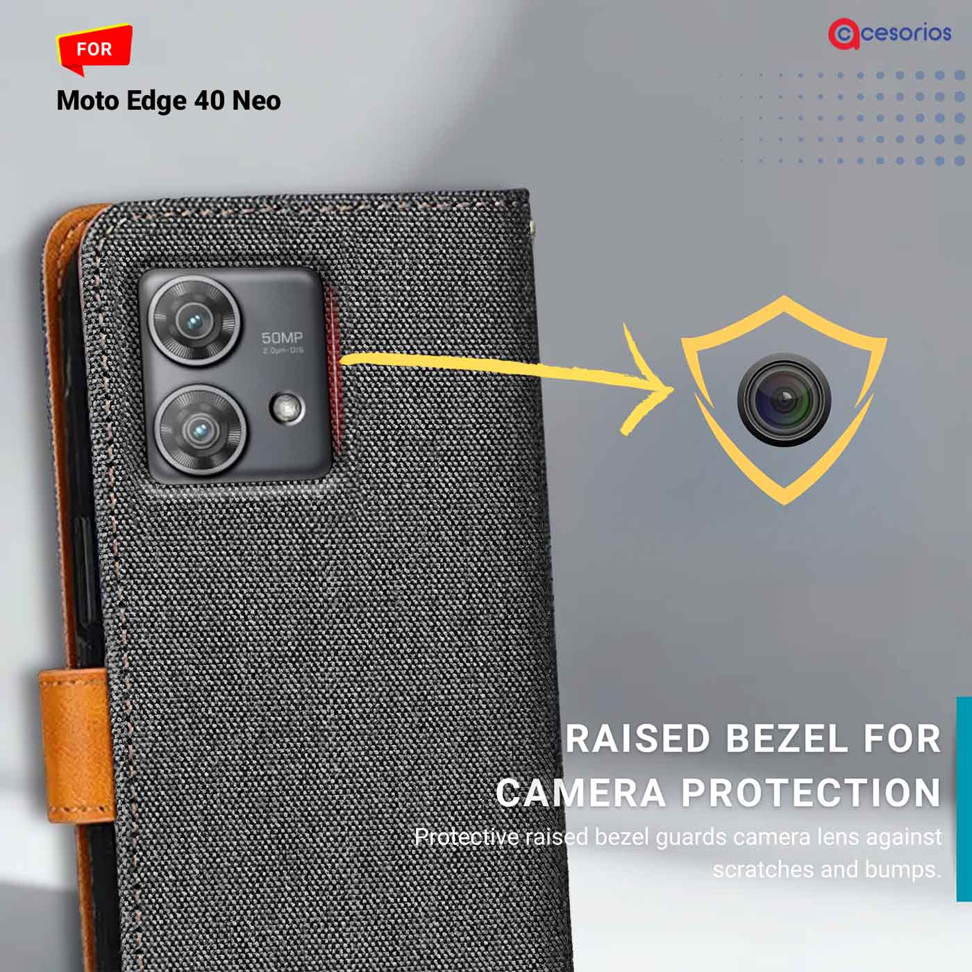 Accesorios Moto Edge 40 Neo denim flip cover – Grey – Image 2 #color_