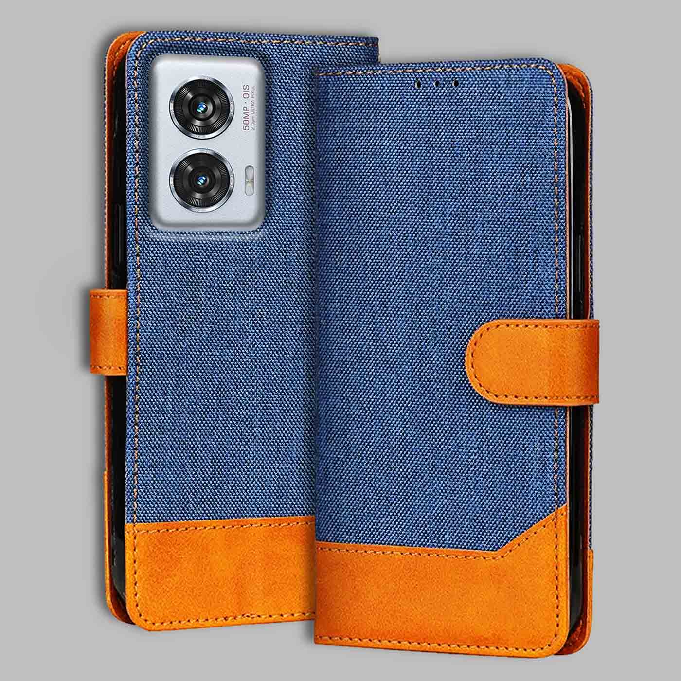 Accesorios Moto Edge 50 Fusion denim flip cover – Blue – Image 1 #color_
