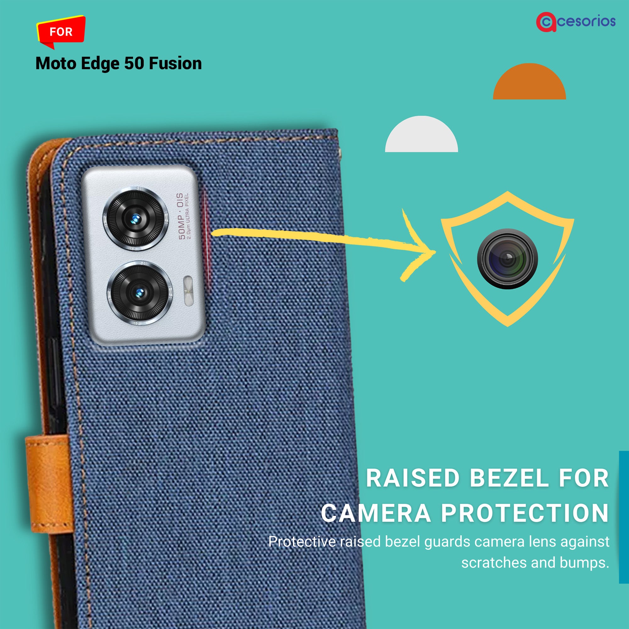 Accesorios Moto Edge 50 Fusion denim flip cover – Blue – Image 2 #color_blue