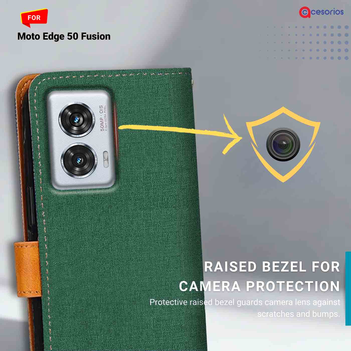 Canvas & Suede back panel — Moto Edge 50 Fusion in Green mobile case