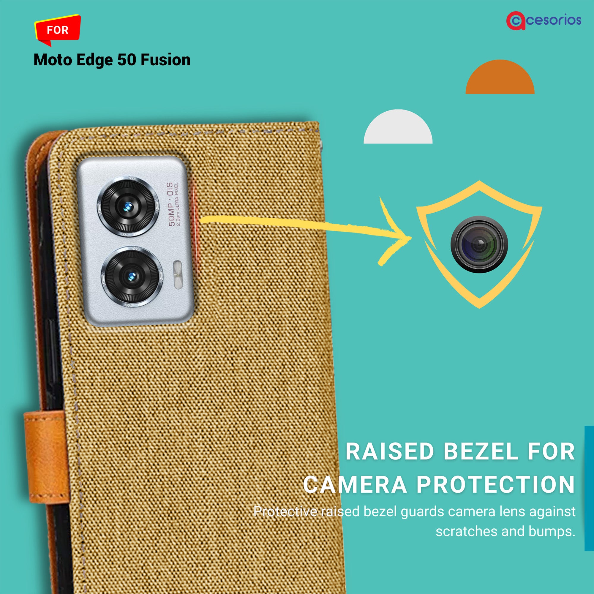 Accesorios Moto Edge 50 Fusion denim flip cover – Light Brown – Image 2 #color_light brown