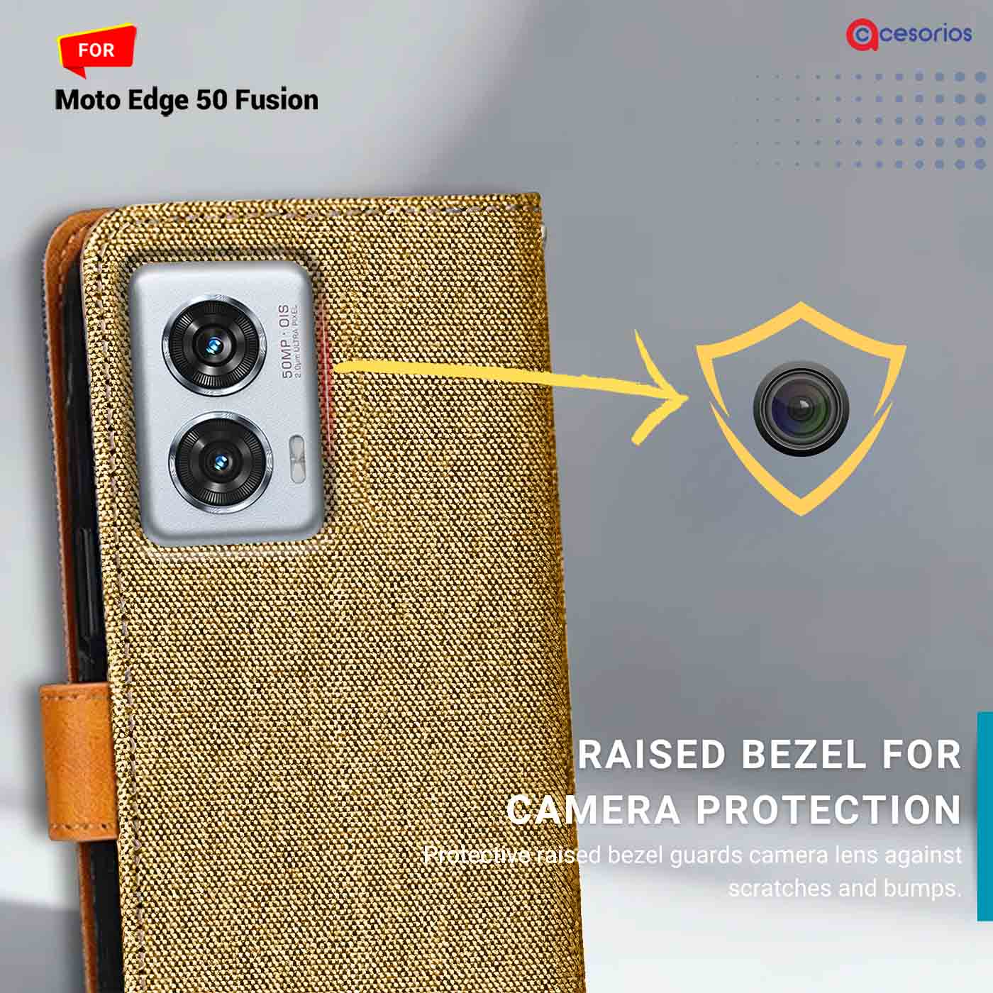 Accesorios Moto Edge 50 Fusion denim flip cover – Light Brown – Image 2 #color_light b