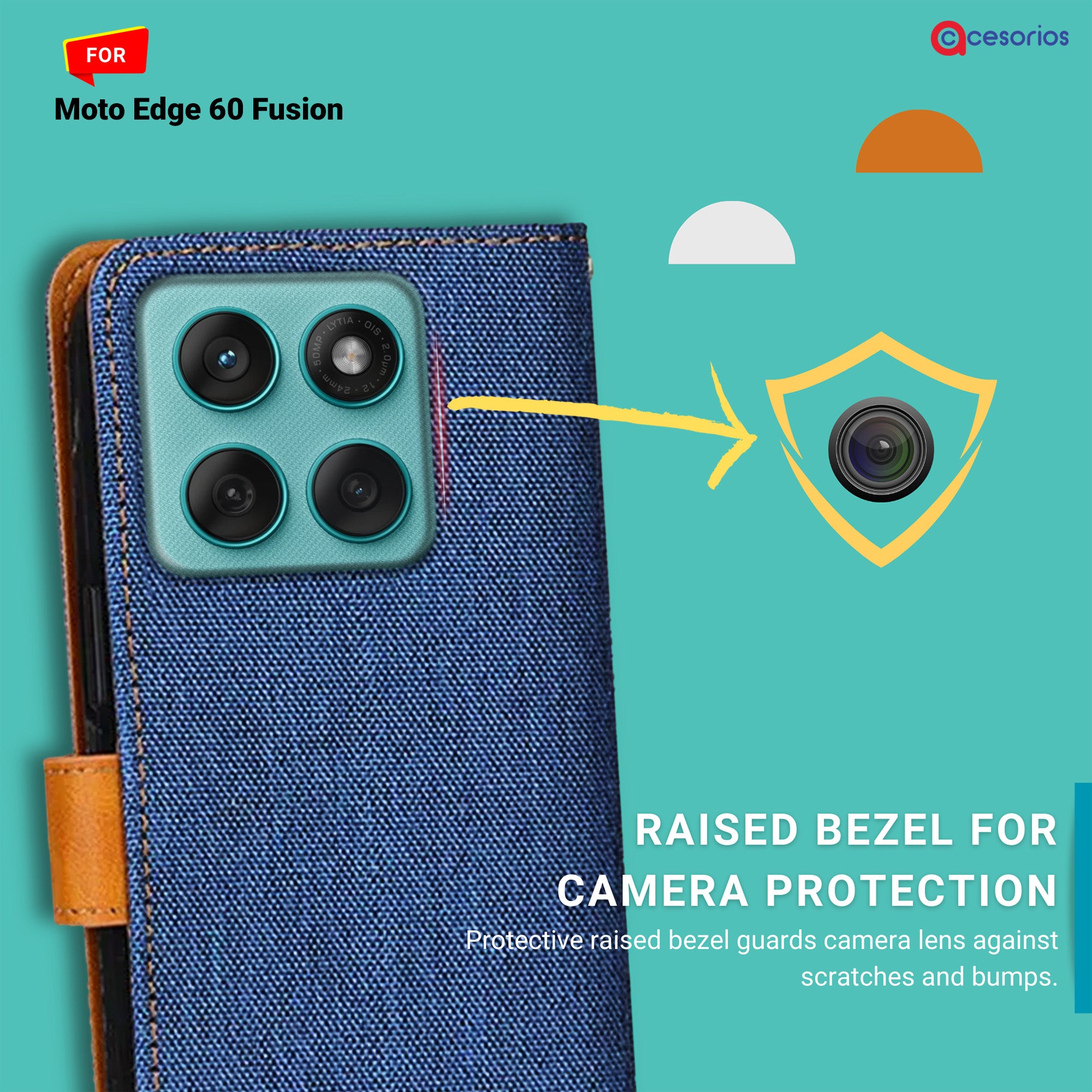 Accesorios Moto Edge 60 Fusion denim flip cover – Blue – Image 2 #color_blue