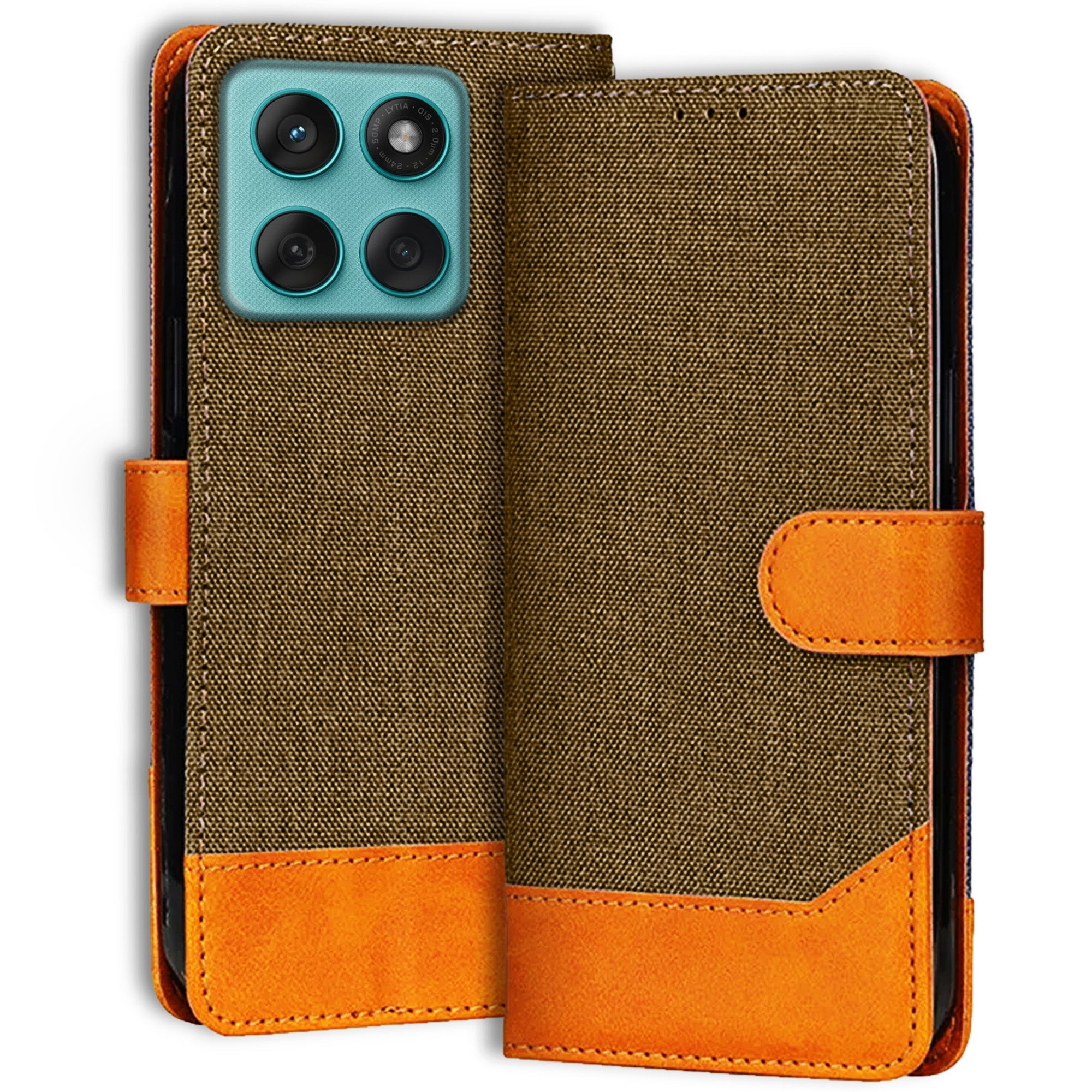 Accesorios Moto Edge 60 Fusion denim flip cover – Dark Brown – Image 1 #color_dark brown
