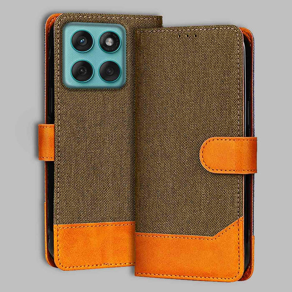 Moto Edge 60 Fusion Flip Cover — Denim, Walnut Brown after a year of daily use