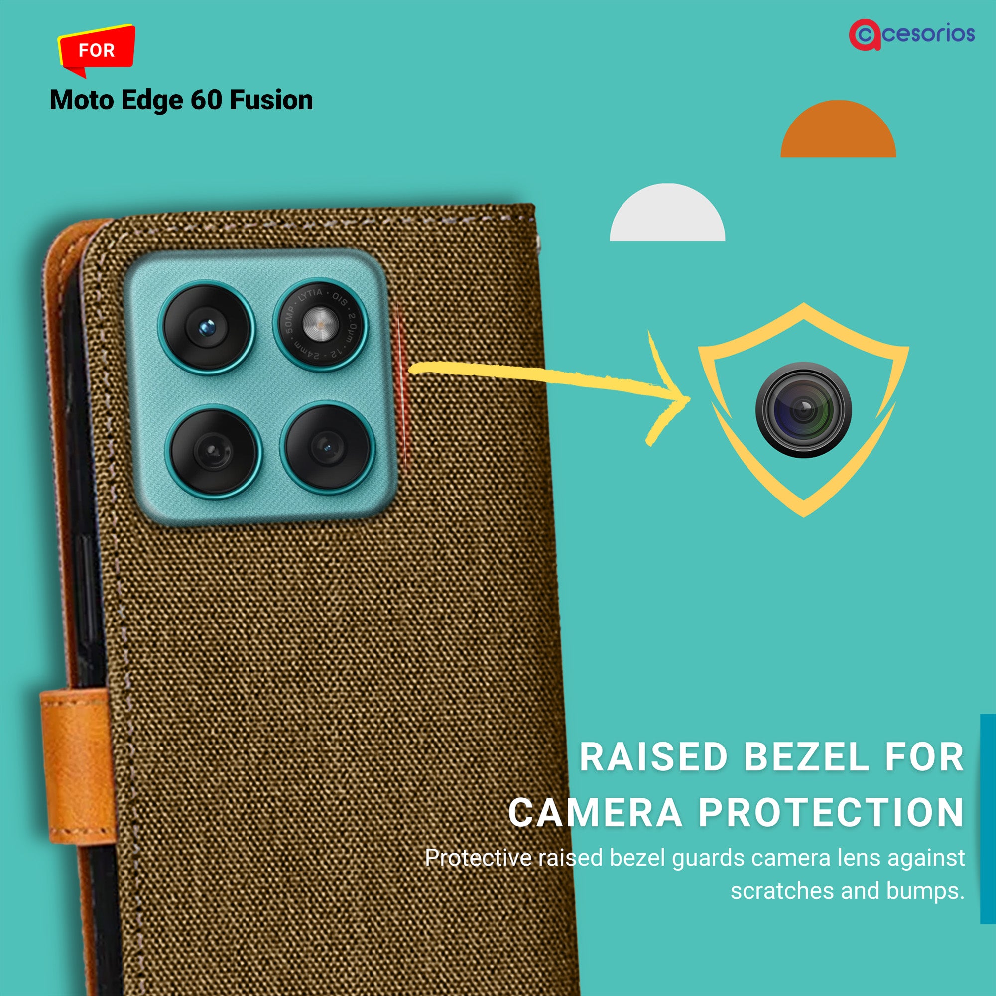 Accesorios Moto Edge 60 Fusion denim flip cover – Dark Brown – Image 2 #color_dark brown