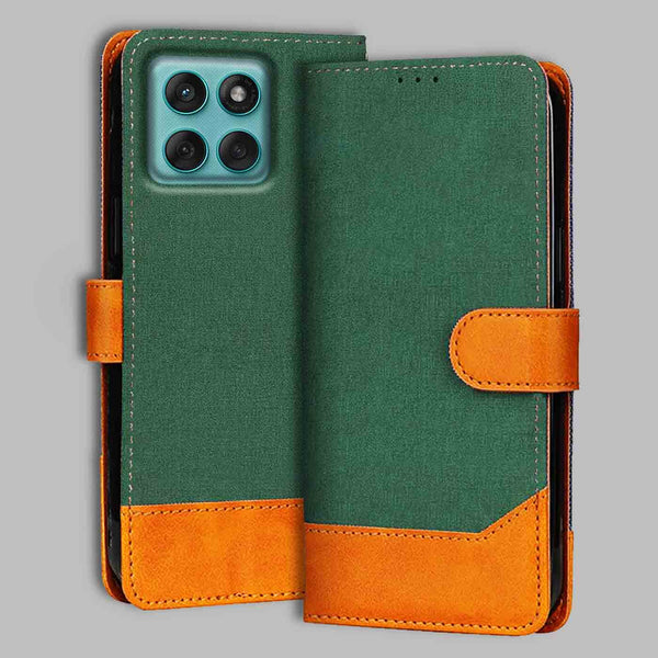 Moto Edge 60 Fusion Flip Cover — Chambray, Forest Green after a year of daily use
