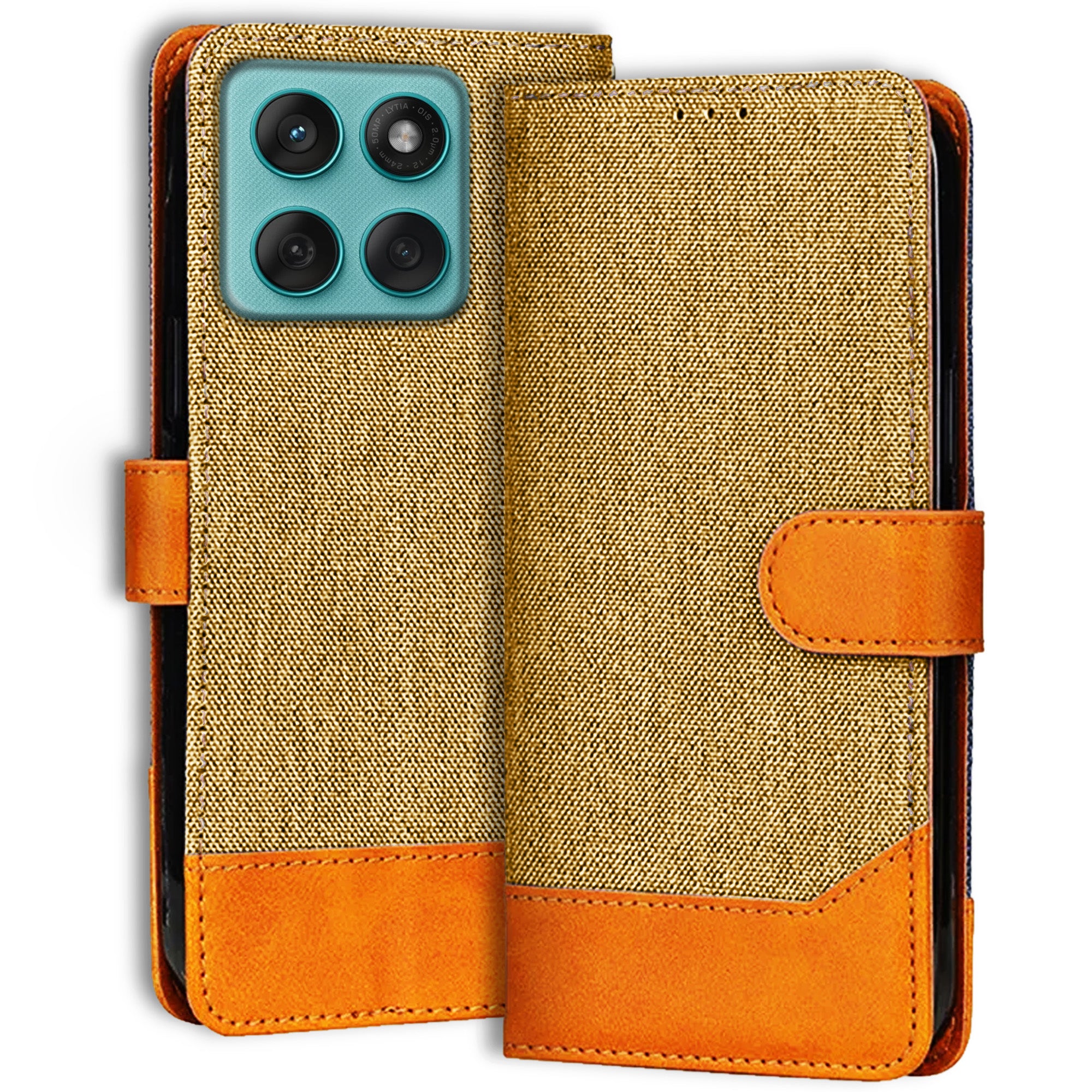 Accesorios Moto Edge 60 Fusion denim flip cover – Light Brown – Image 1 #color_light brown