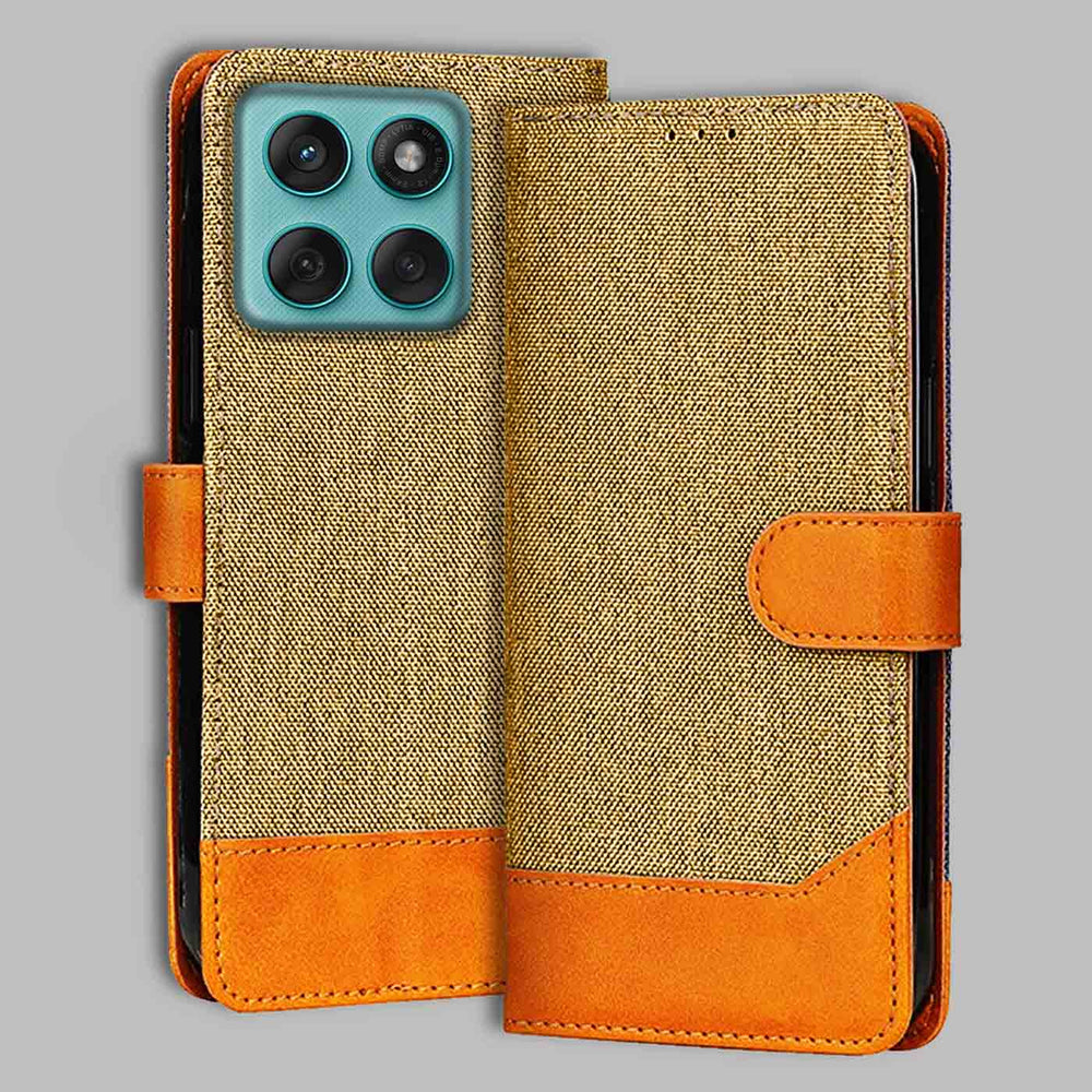 Moto Edge 60 Fusion flip cover in Light Brown — front view by Accesorios