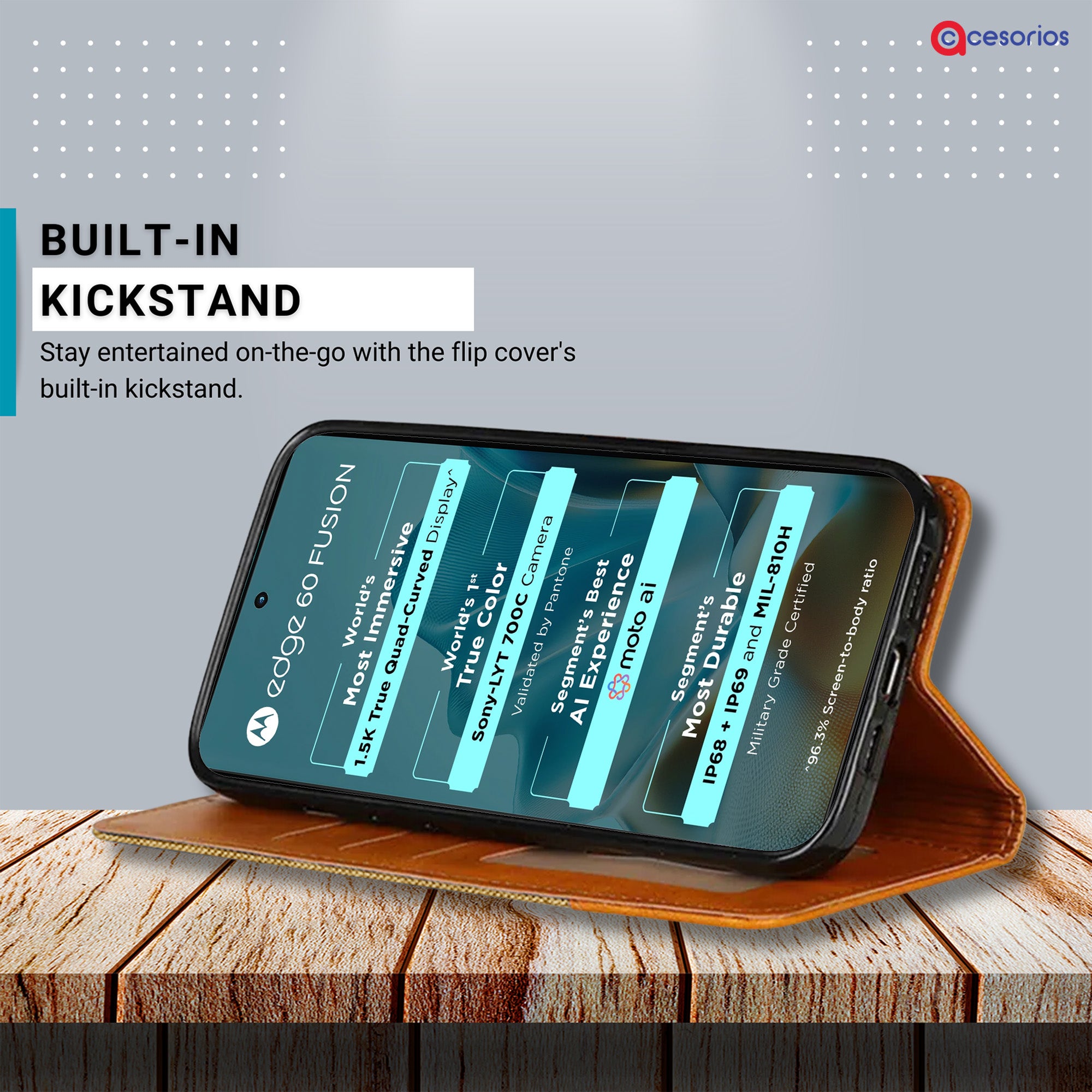 Accesorios Moto Edge 60 Fusion denim flip cover – Light Brown – Image 4 #color_light brown