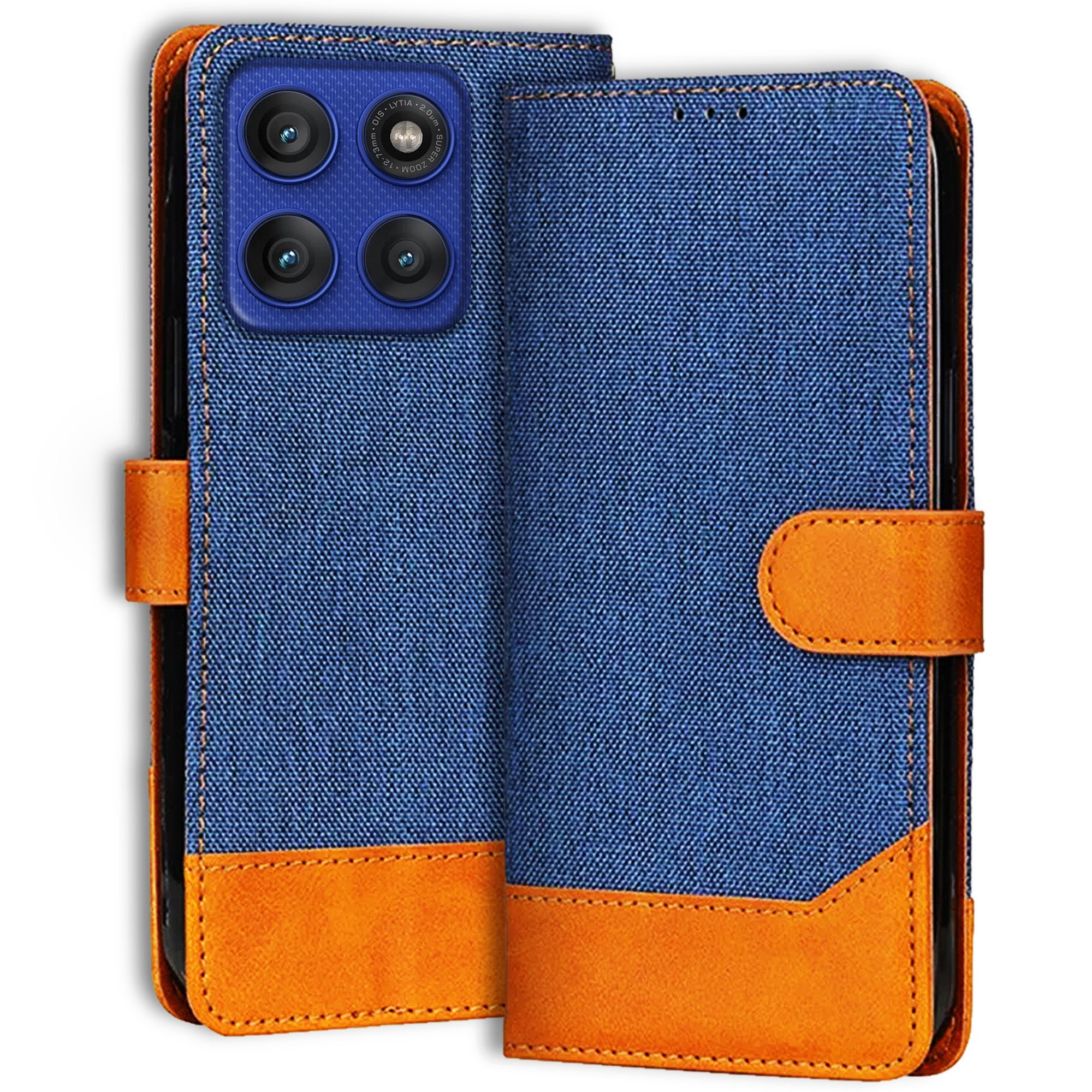 Accesorios Moto Edge 60 Pro 5G denim flip cover – Blue – Image 1 #color_blue